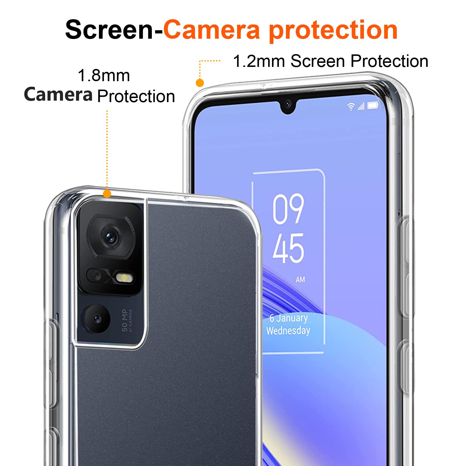 Kit Protezione Completo Per TCL 40 SE: Cover Custodia In Silicone TPU Trasparente + Vetro Temperato 9H + Anello Portadito + Cordino