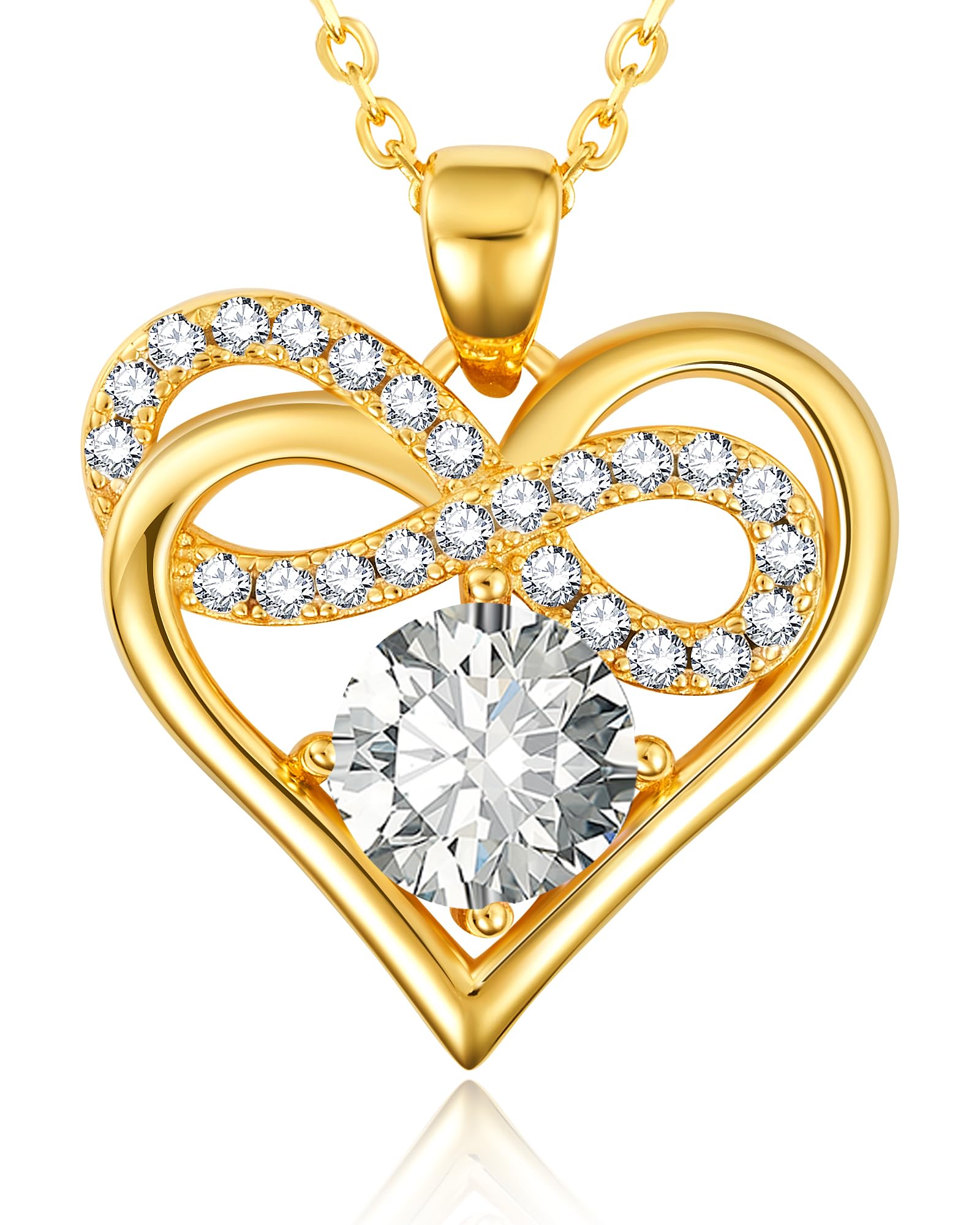 CREENCIA Birthstone Infinity Heart Pendant Necklace for Women - Sterling Silver Heart Pendant, Perfect Anniversary, Birthday, or 'I Love You' Gift for
