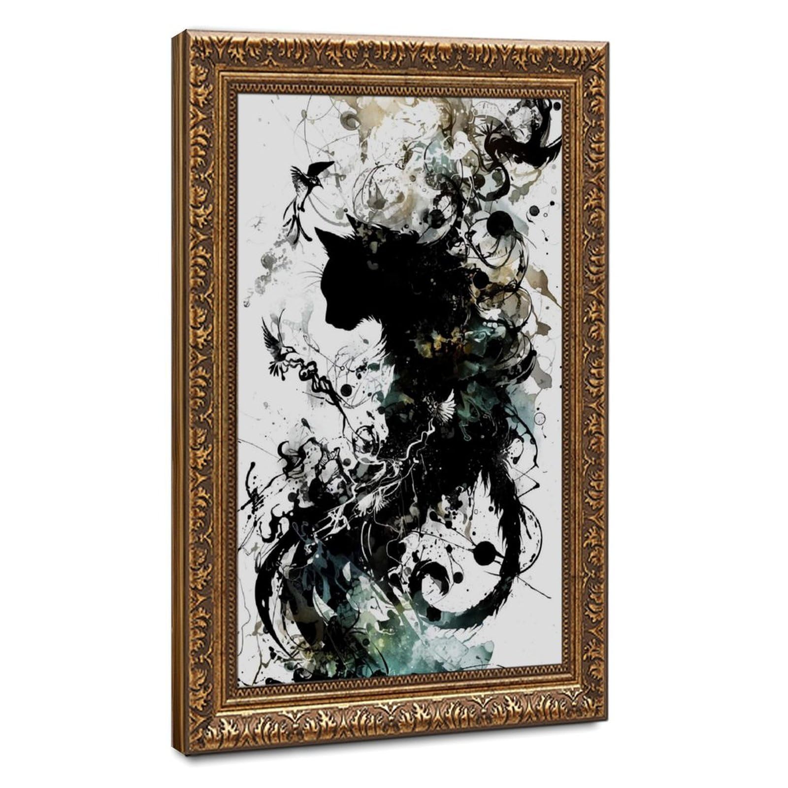 Bareronor Explosive Abstract Cat Canvas Poster Bedroom Decor Landscape Office Room Decor Gift 12" L X 18" W