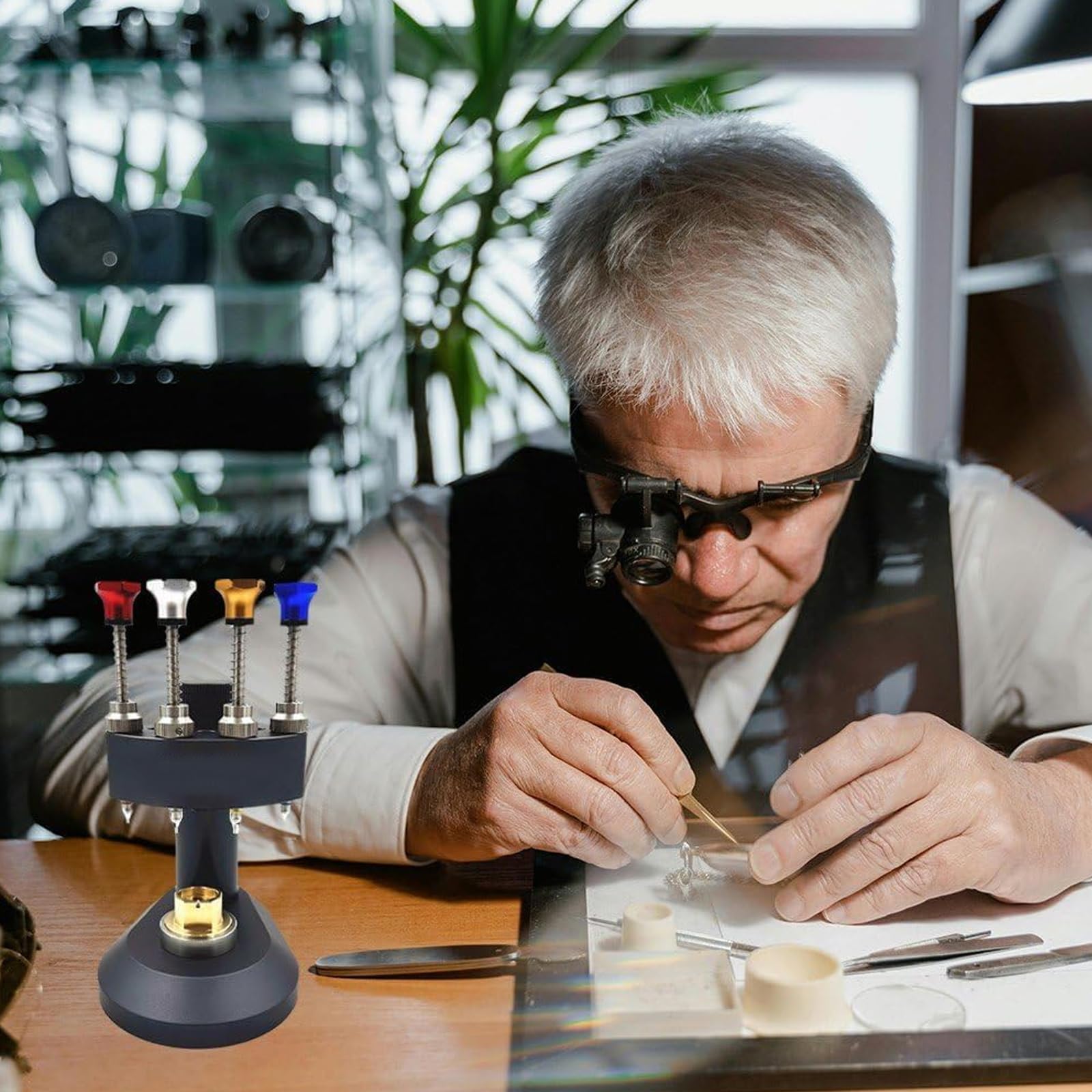Prensa para Manecillas De Reloj Automáticas De 4 Pines, Herramienta Profesional para Ajustar Manecillas De Reloj, Herramienta De Reparación De Relojes, Máquina De Agujas para Relojeros.