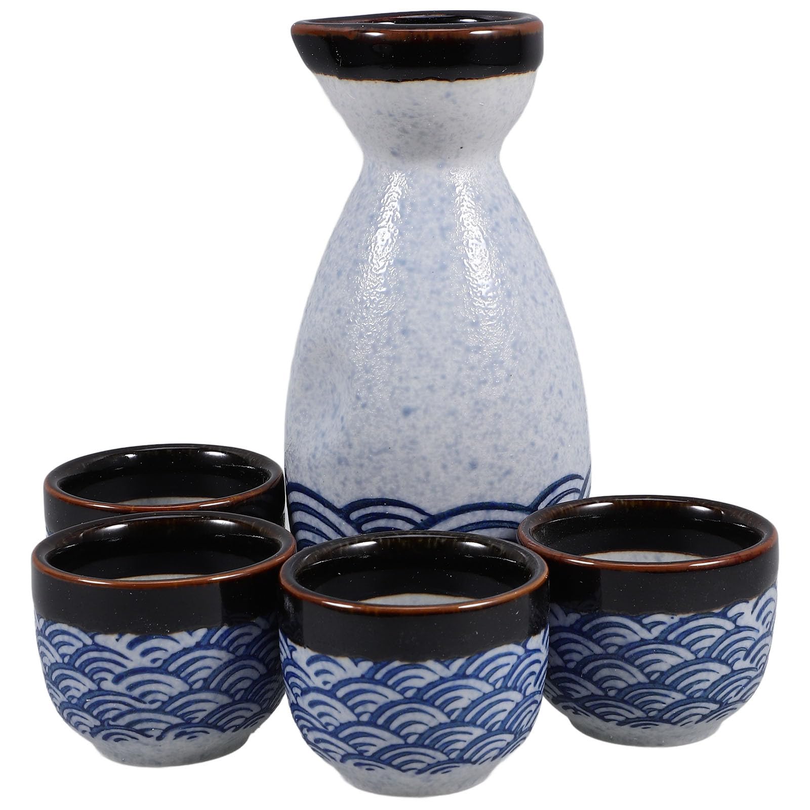 Ensemble de Tasses à Saké Ambiance Noël en Céramique Japonaise 5 Pièces