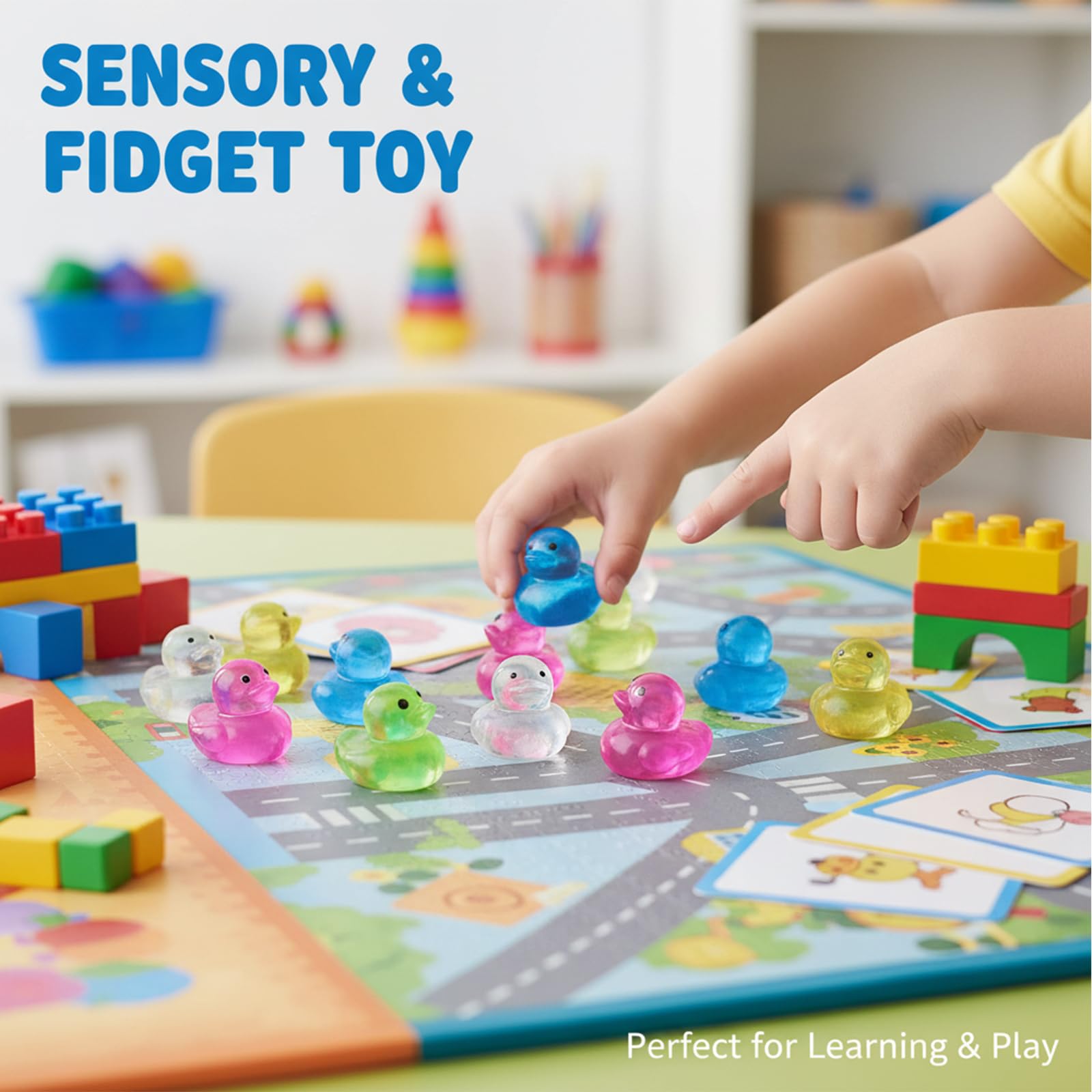 Mini juguetes sensoriales de pato, paquete de 24 juguetes sensoriales para niños, caja del tesoro, juguetes para el aula, juguetes sensoriales para niños con autismo, regalo de Pascua