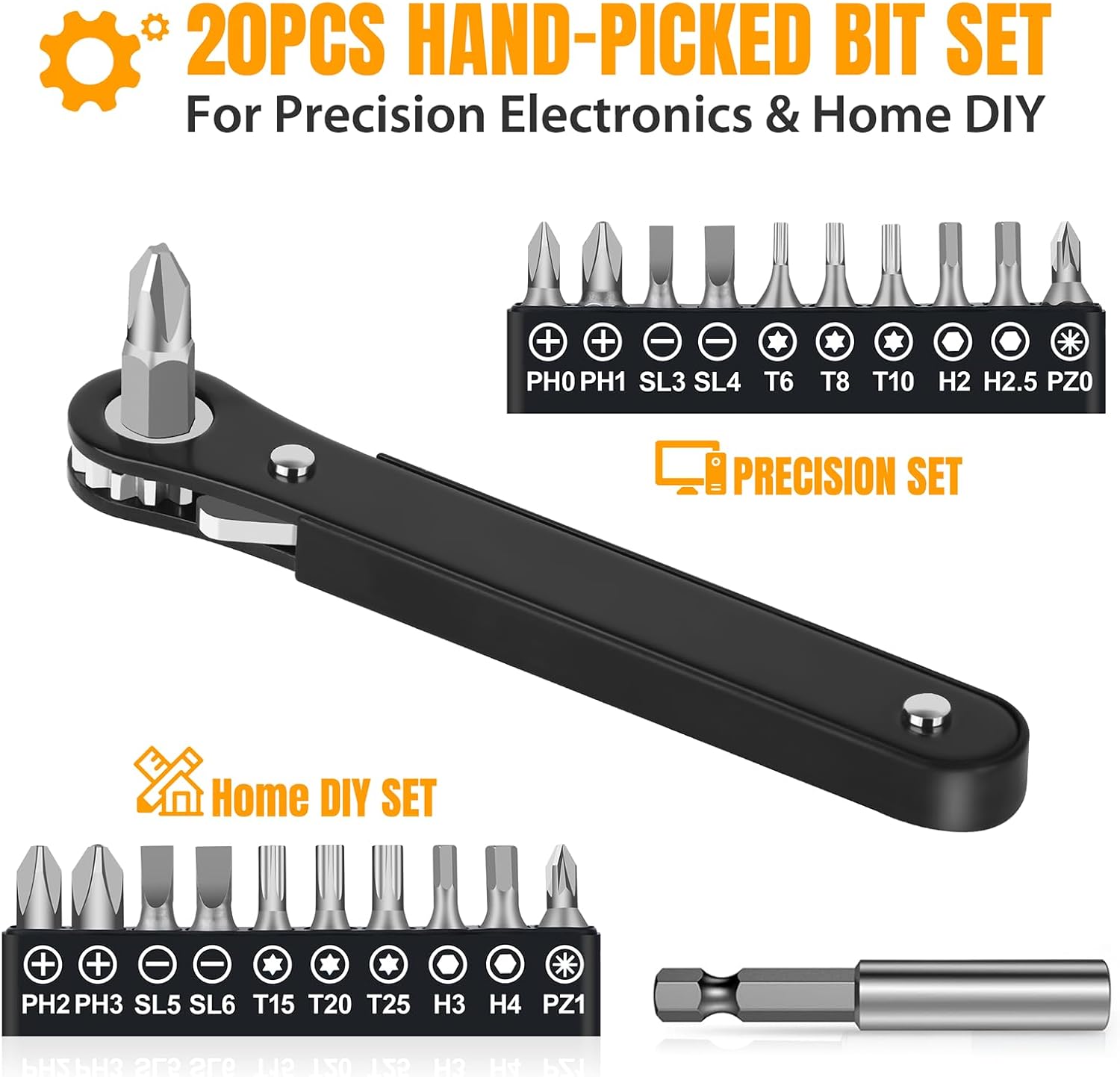 Ratcheting Screwdriver Men Gifts – Right Angle Screwdriver for Tight Spaces, Cool EDC Gadgets, Small Tool Gift for Men Dad Husband