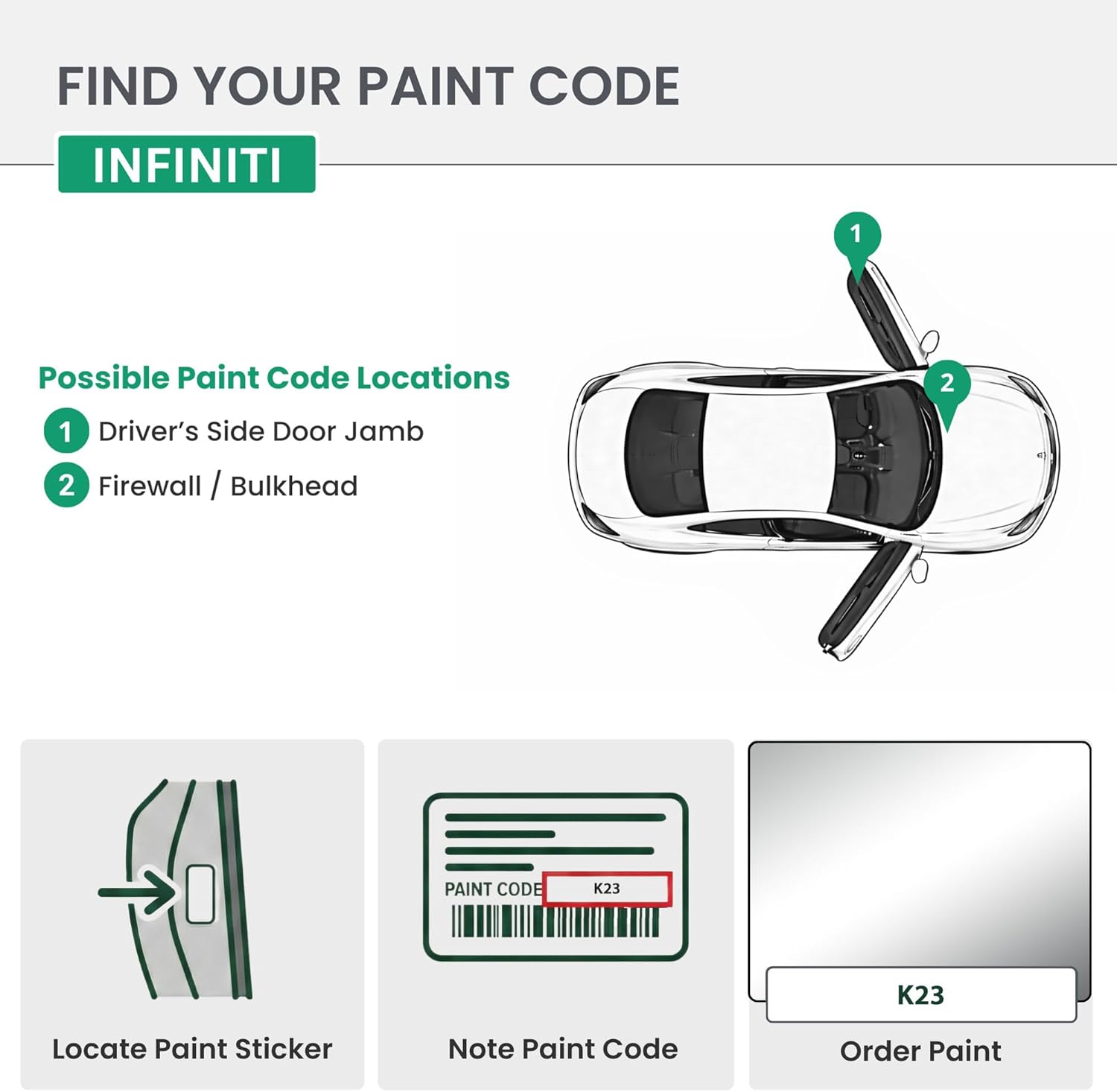 ERA Paints - K23 - Liquid Platinum Metallic for INFINITI Exact OEM Color Match Automotive Touch Up Paint for Cars - Scratch & Chip Repair for Metal & Plastic - Essential Kit - Made in USA