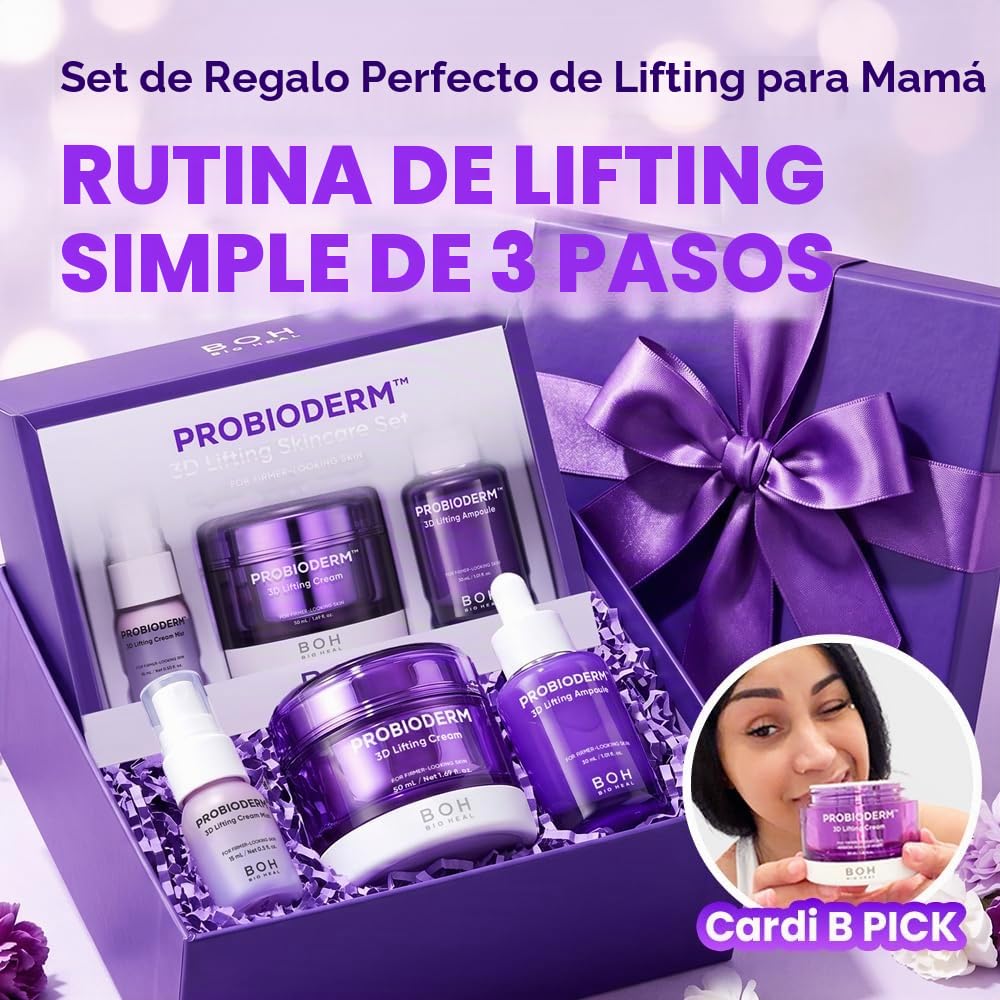 BIOHEAL BOH Probioderm 3D Lifting Face Care Kit | Crema hidratante facial nocturna antienvejecimiento, vial y spray facial de suero | Kit de cuidado facial coreano para reafirmar e hidratar | Set