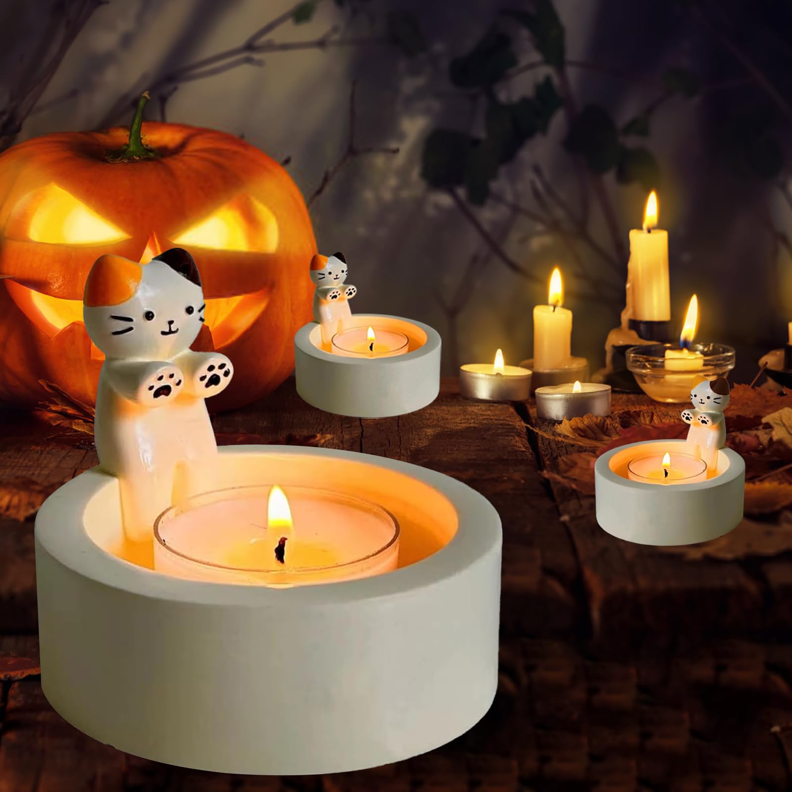Cat series キャンドル　インテリア Amazon.com: Cat Candle Holder, Cartoon Kitten Candle Holder, Cat