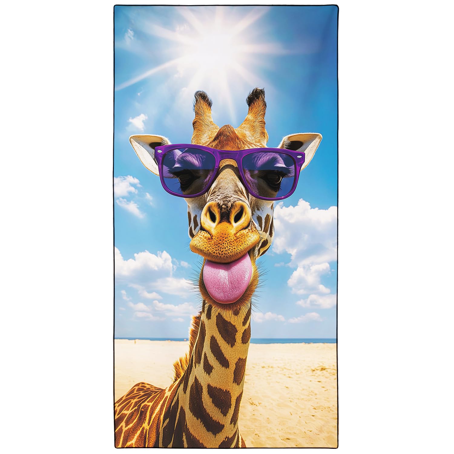 Funny Giraffe Beach Towels Extra Large 180 x 90 cm, Microfibre Lightweight Quick Dry Towel for Swimming Pool Cruise Sports Travel Camping