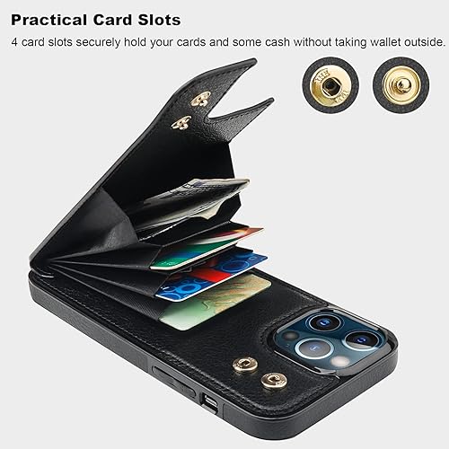 Miniatura 4 de Folosu Funda compatible con iPhone 13 Pro Max con soporte para tarjetas, rotación de 360, soporte de anillo de dedo con función atril, bloqueo RFID,