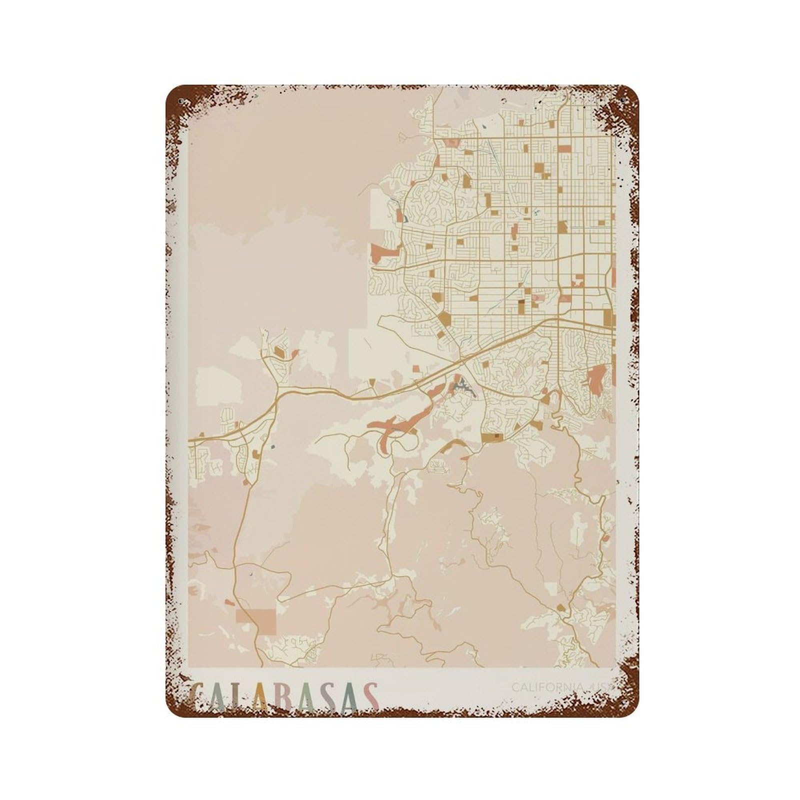 xiaoxiaoshen Calabasas Map California Travel Gift Boho Housewarming (2) Wall Decor Art Metal Tin Poster Modern Home Decor Art Home Bar Shop Decorations Vintage Sign 40x30cm