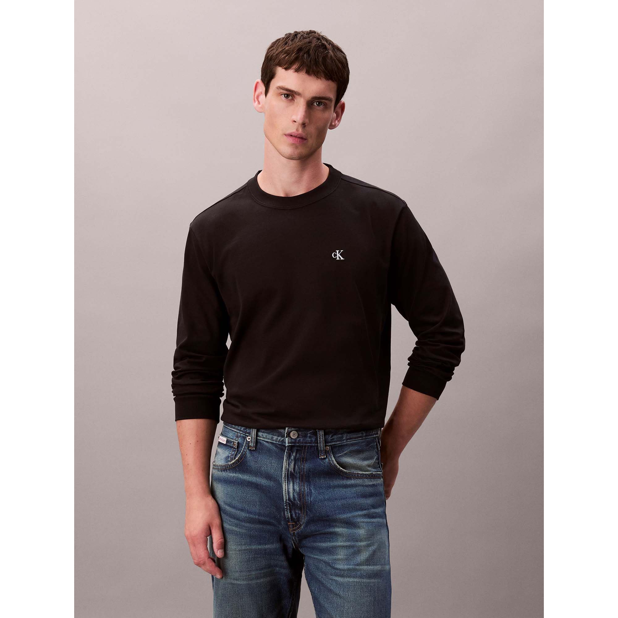 Calvin Klein LS Easy Monogram tee Lv04rd247g Camisetas Hombre (Pack de 1)