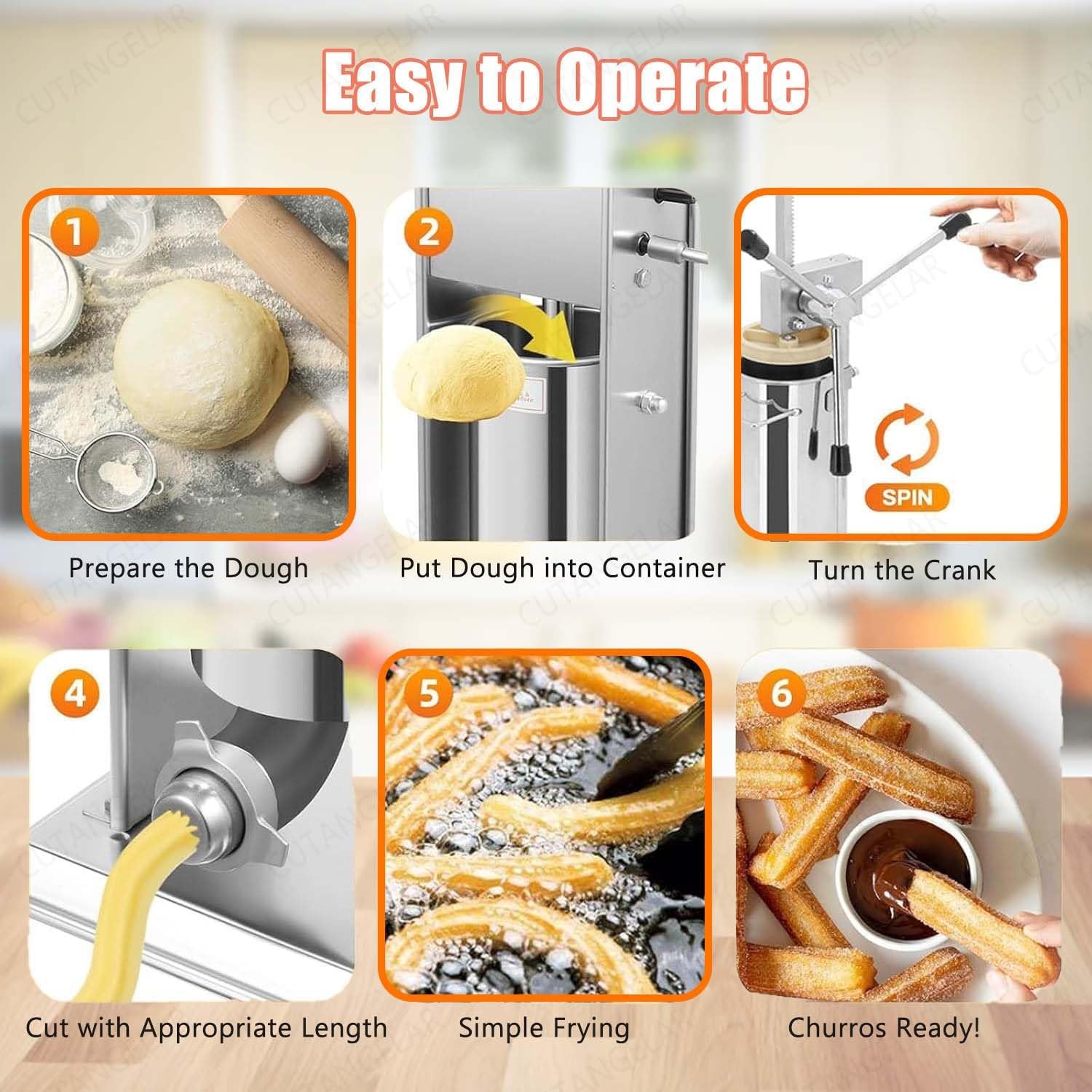 Presse À Pâte Commerciale, Machine À Churros Multifonctionnelle. Caractéristiques Avec Capacité 3L Et 5 Buses. Pour Production À Grand Volume Dans Divers Établissements Alimentaires.(3L)