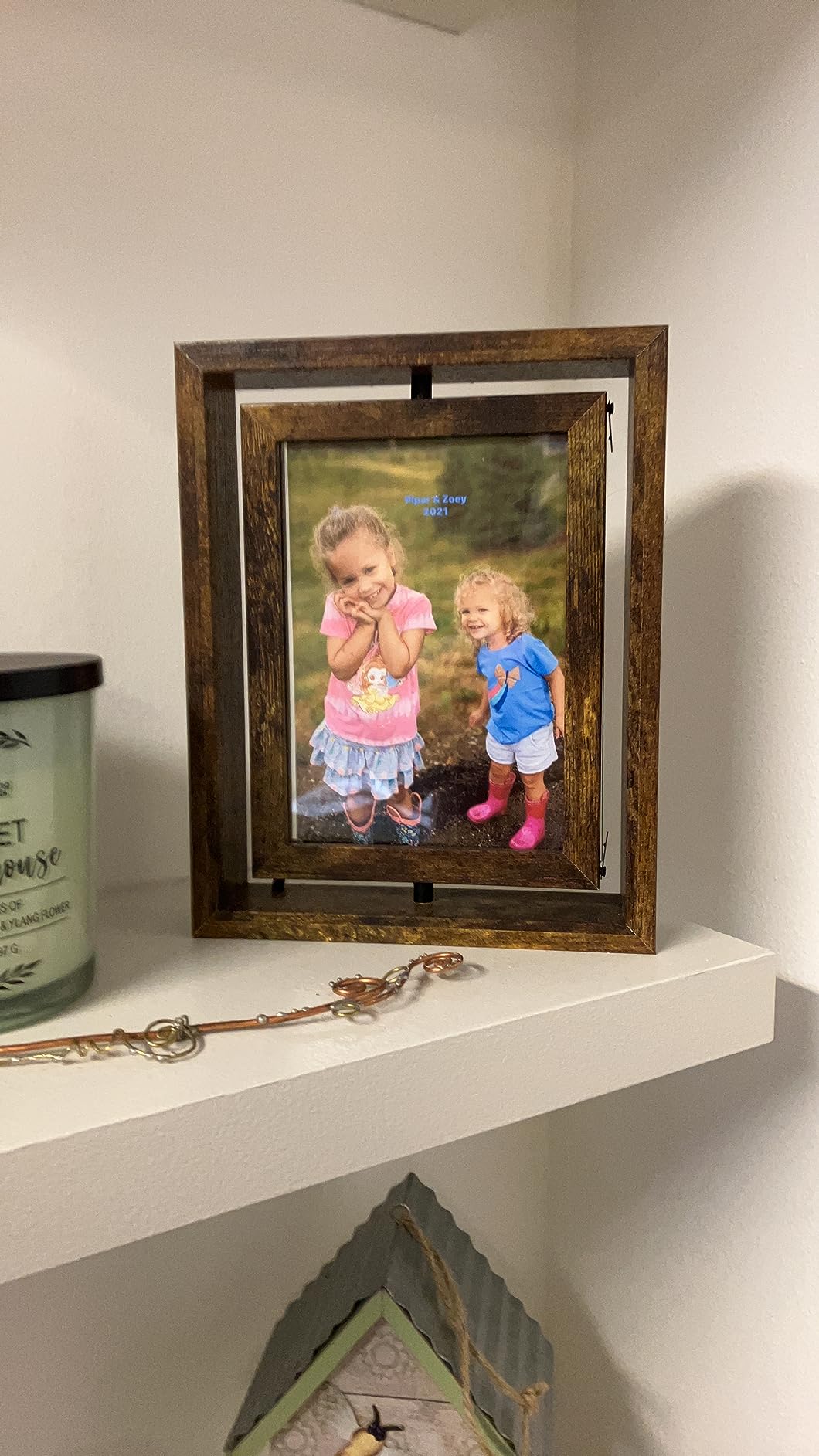 Rotating Floating Frame $6/mo - Finance EXYGLO 2 Pack 8x10 Rustic Rotating Floating Picture ...
