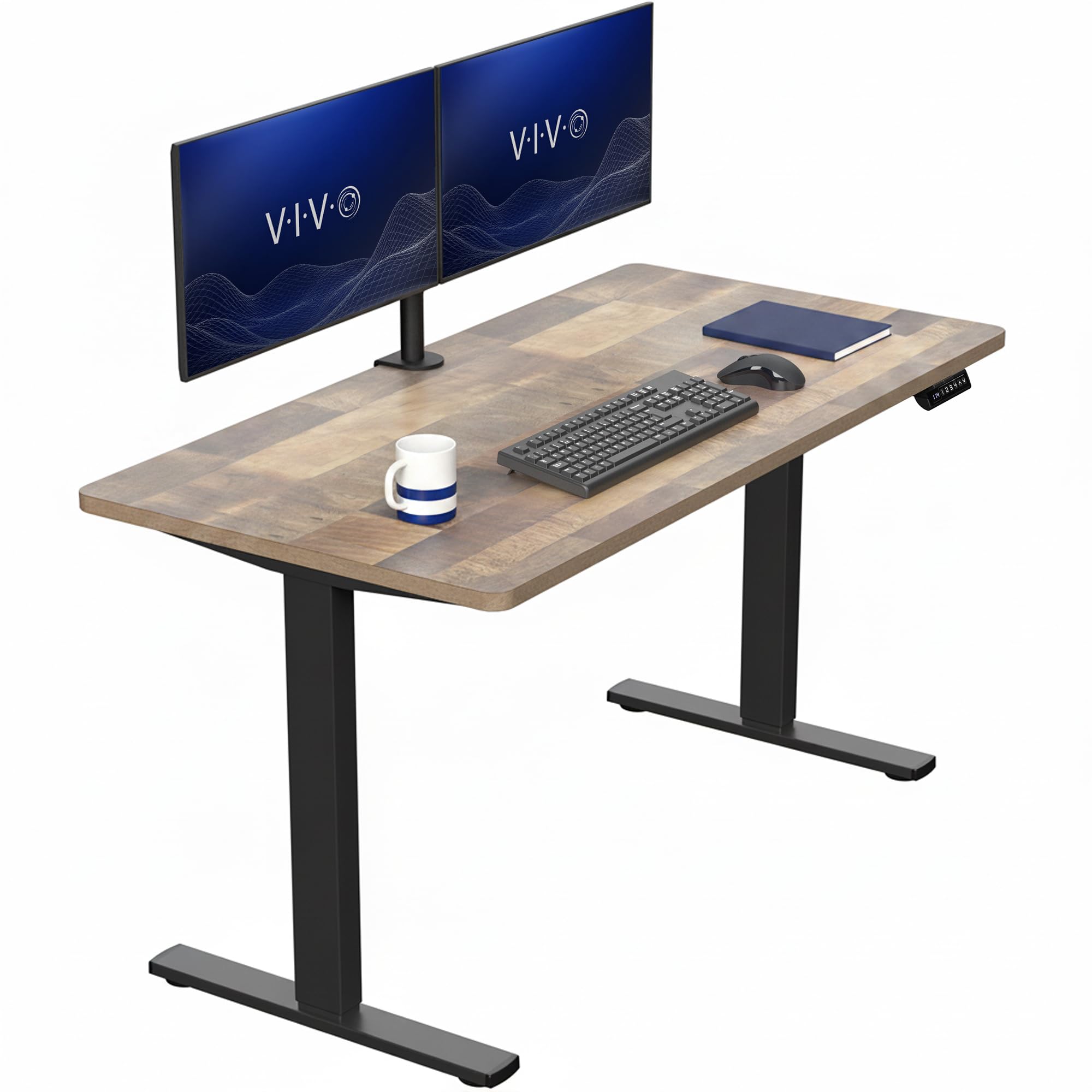 VIVO Reclaimed Wood 55 x 28 in Standing Desk, DESK-KIT-1B55P