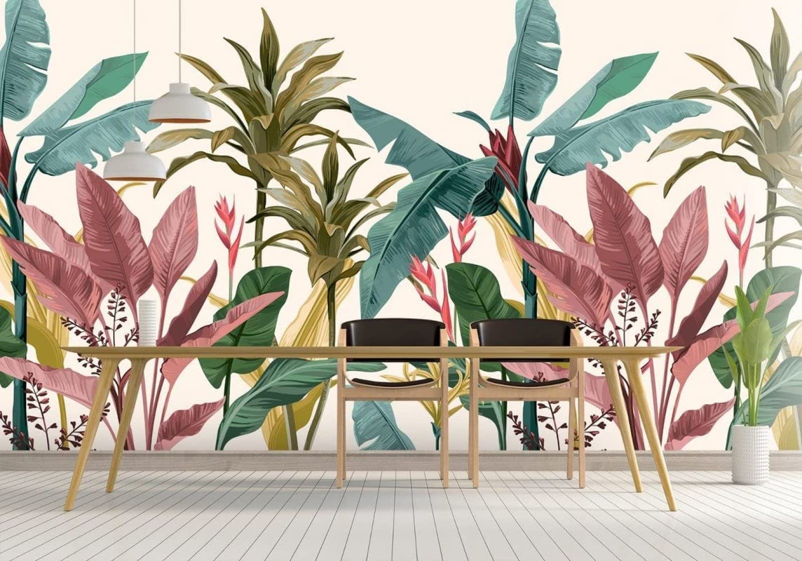 3D Mural Wallpaper Colourful Jungle Tropical Leaf 3D Murals Wallpaper for Bedroom and Living Room Wall Decoration