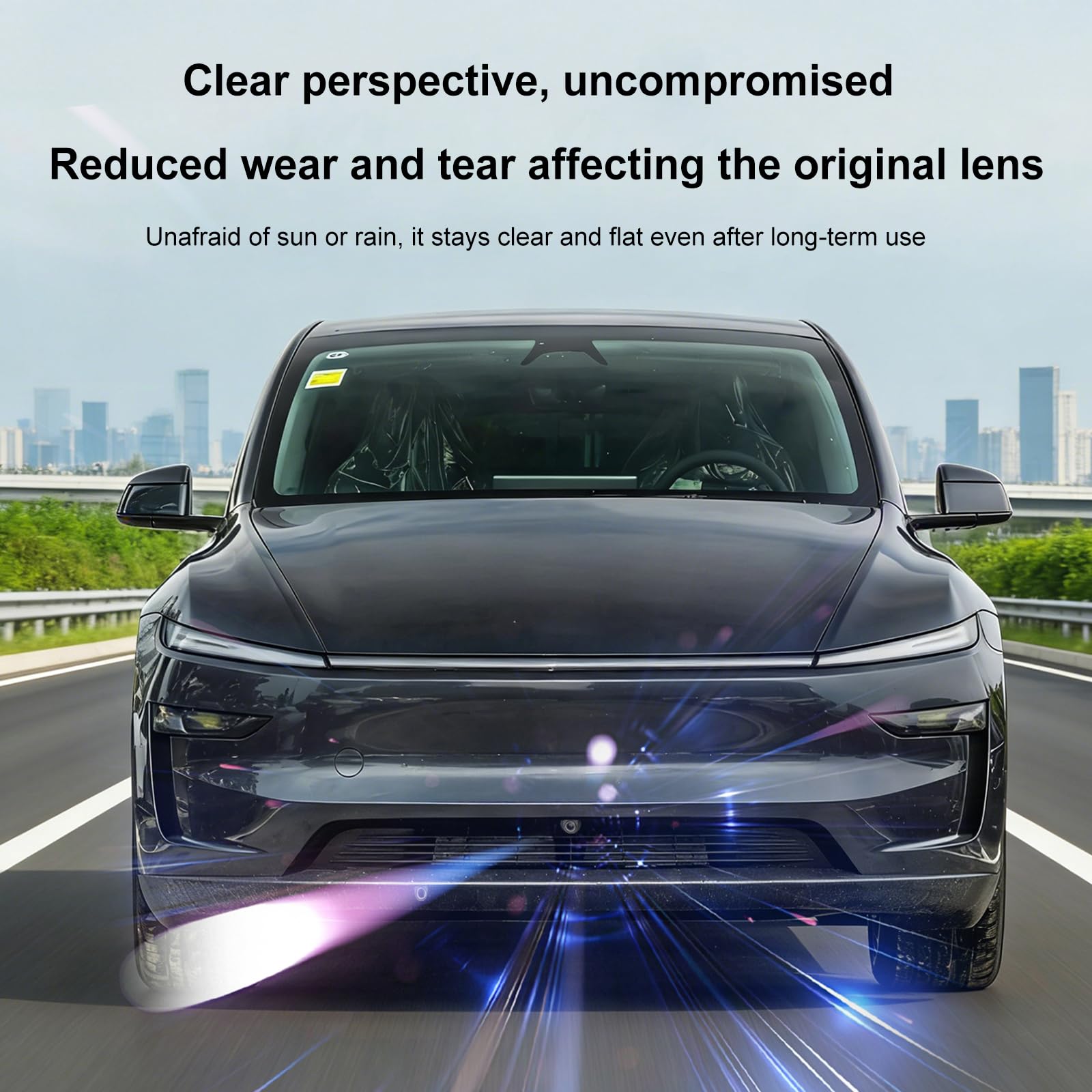 Protezione per obiettivo fotocamera anteriore per Tesla Model Y Model 3 2025-2026, copertura paraurti anteriore in vetro temperato, resistente a graffi e cadute, HD trasparente, facile da installare