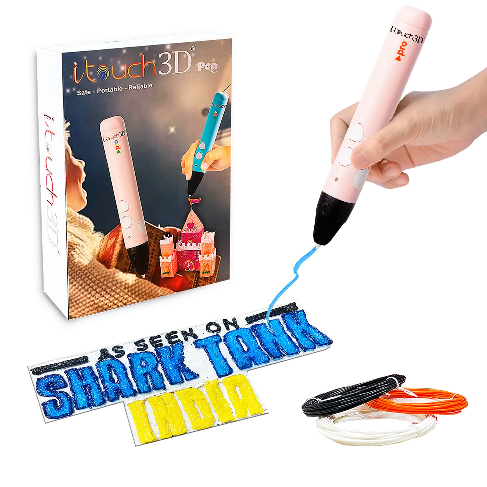 WOL3D Itouch Pro Pink 3D Pen with 3 Color PLA Filaments - 1.75mm 3D Printing Pen, OLED Display, Adjustable Speed, Smart Temperature Control, USB Powered for Kids, Adults, DIY Art, Crafts & Learning-image-47