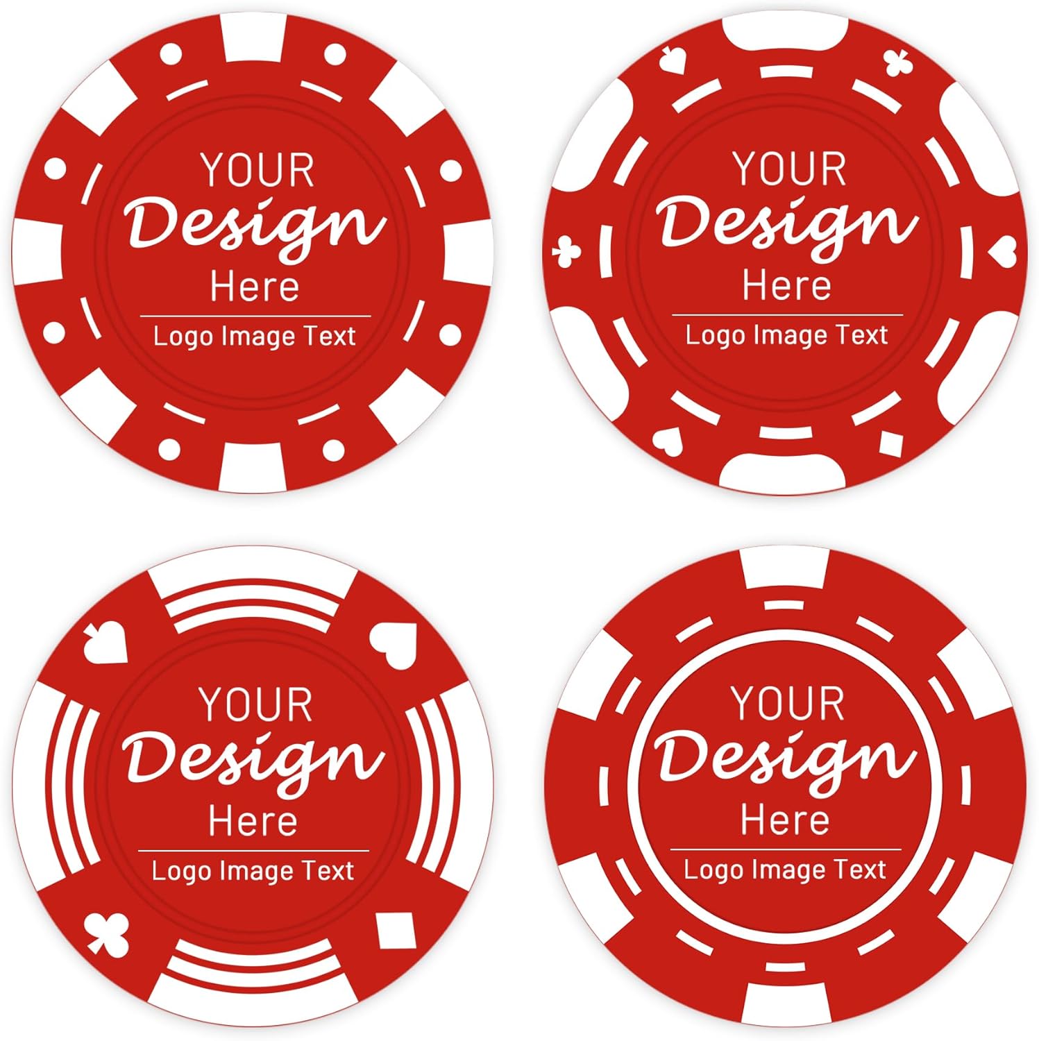 100 Personalized Poker Chips Customized with Your Photo, Logo or Image, Double Sided Full Color Print, Round Drink Tokens for Wedding, Birthday Party and Bar Exchange