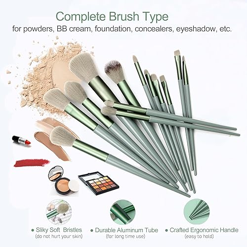 Miniatura 1 de SULELA Juego de brochas de maquillaje, 13 piezas, kits de maquillaje para base, corrector de cejas, sombras de ojos, juego de brochas de maquillaje