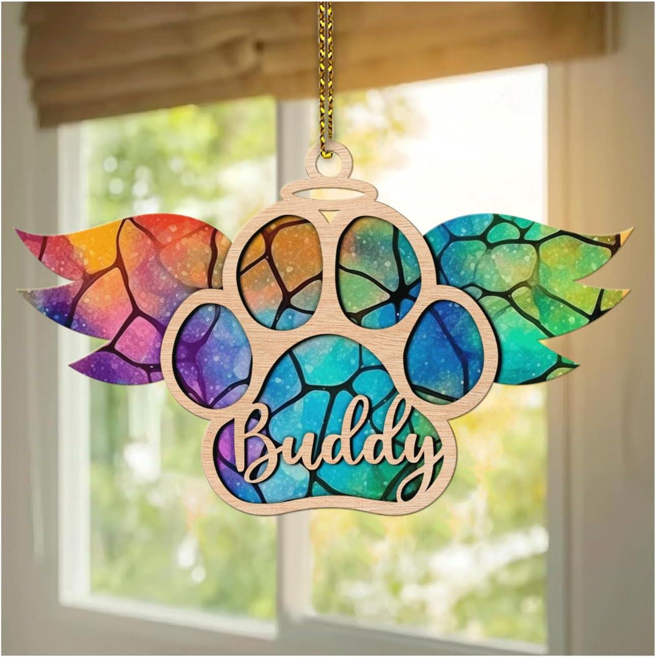 Hyturtle Personalized Dog Cat Memorial Moon Ornament - Custom Name Pet Memorial Gifts, Sympathy Remembrance Gifts for Loss of Pet, Modern Acrylic Wood Material, Christmas Occasion
