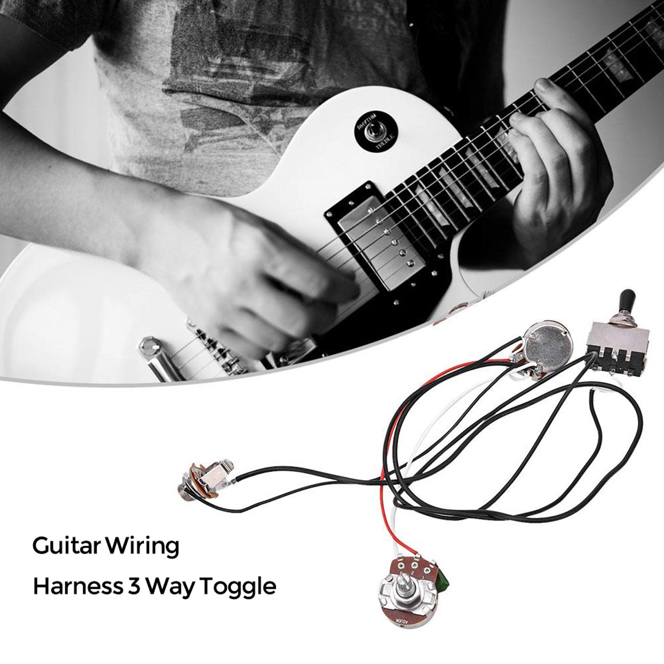3 Way Guitar Wiring Harness Toggle Switch One Volume One Tone Jack for Electirc Guitar Bass
