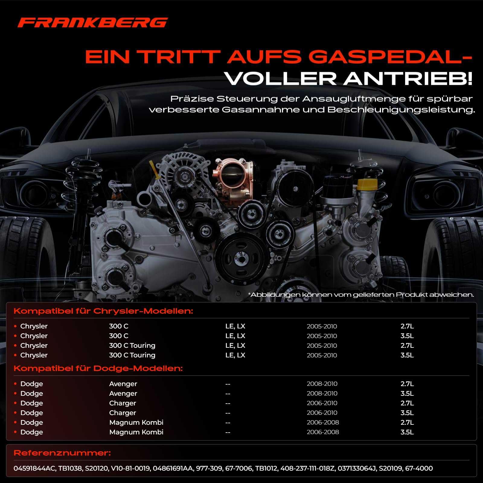 Frankberg Drosselklappenstutzen für 300 C LX Avenger Charger Magnum Kombi 2.7L-3.5L Benzin 2005-2010 4861691AA