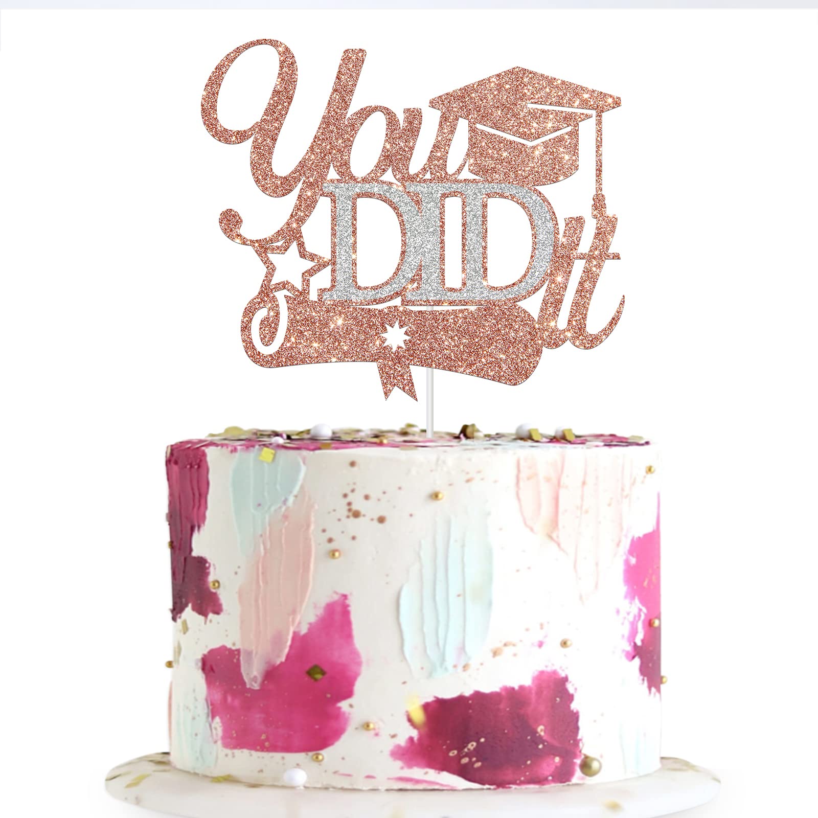 You Did It Cake Topper,Class of 2022 Graduation Party Decoration Supplies,Congrats Grad Happy Graduate Cake Candle Decors