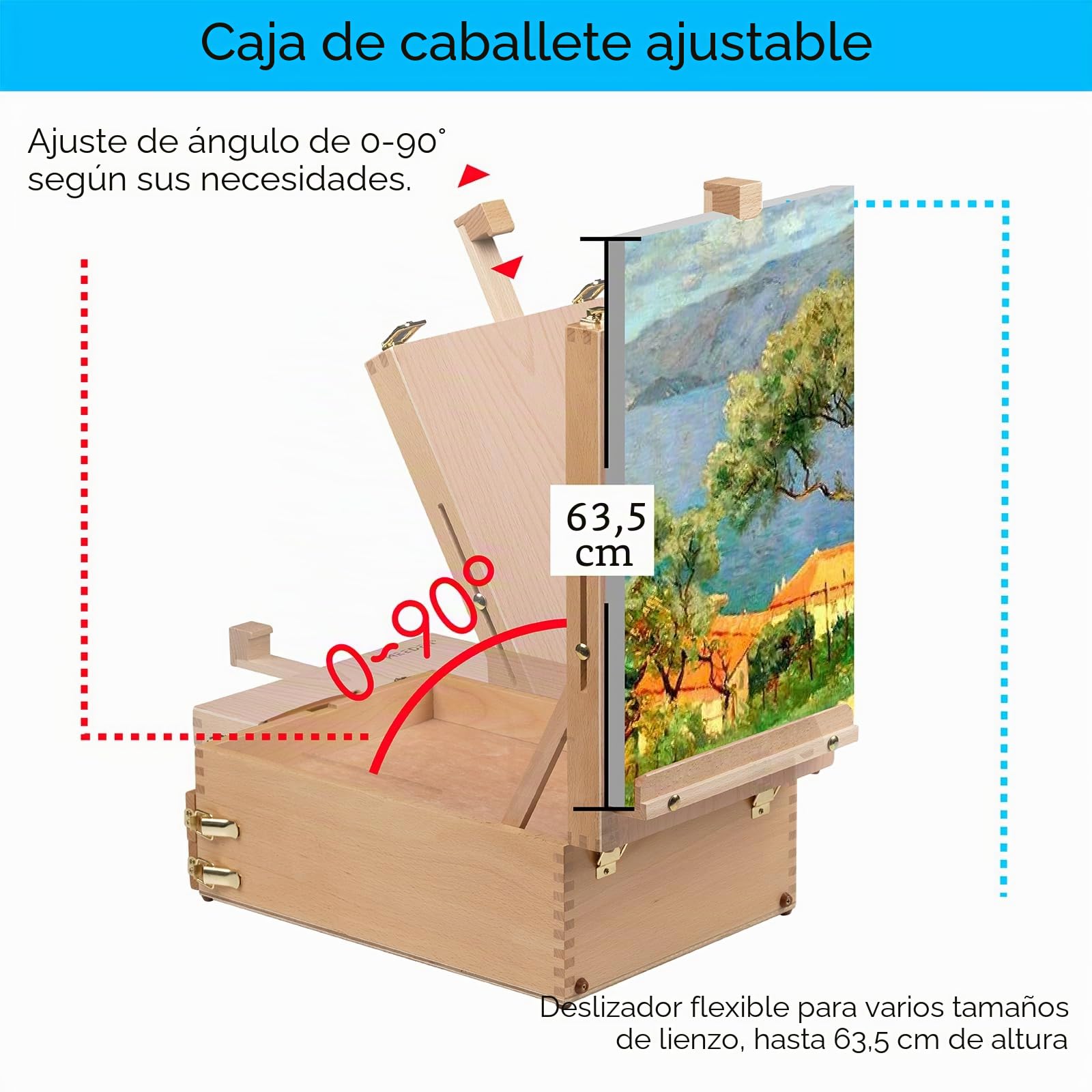 Artist - Caballete de madera de haya, multifunción, ajustable, con 2 cajones y 1 paleta de pintura para artistas PleinAir, estudiantes de arte y principiantes