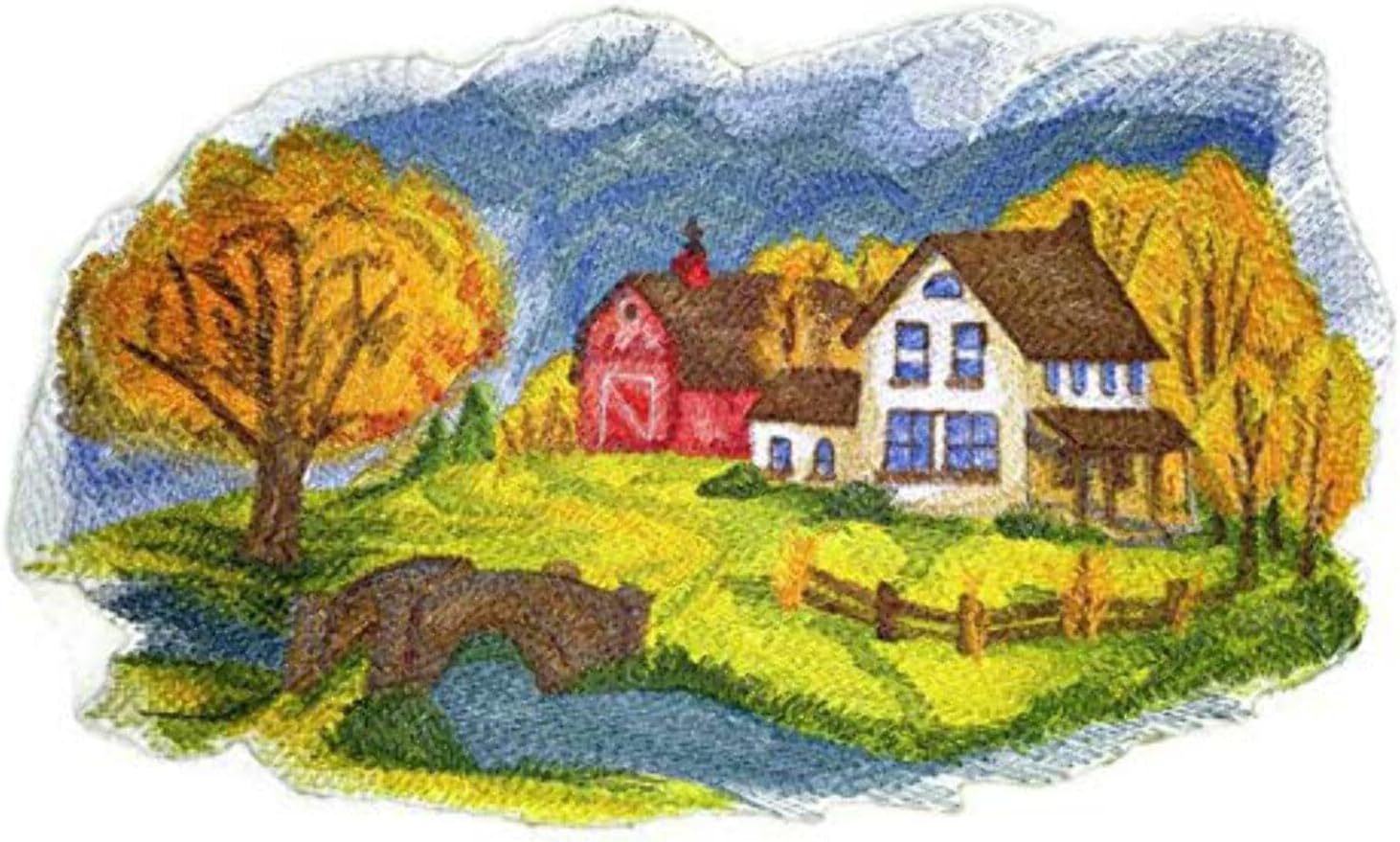 Custom and Unique Autumn Colors in The Country Scene Embroidered Iron on/Sew Patch [11.69" * 6.79"] [Made in USA]