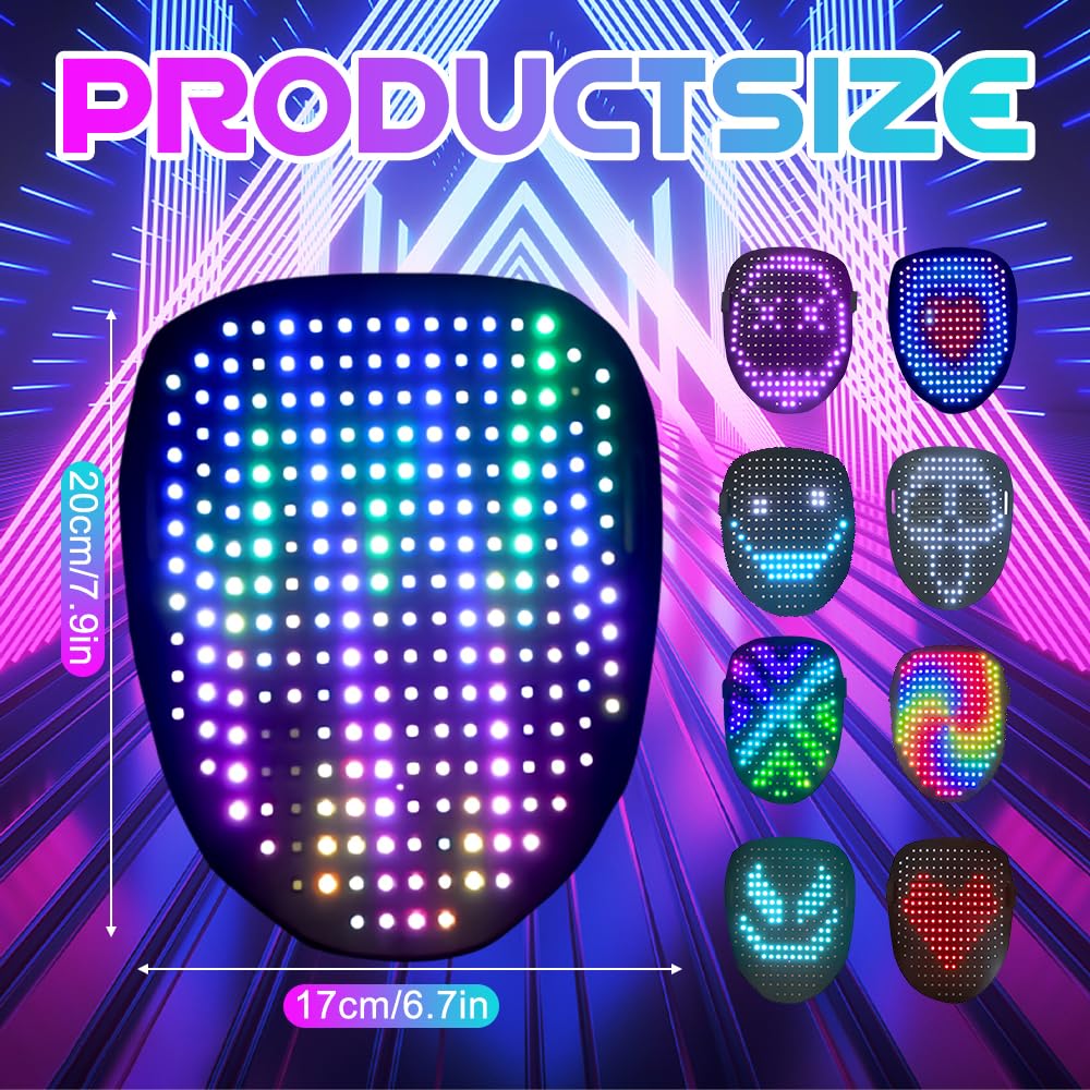 Afenau LED Mask with Gesture Sensing, Scary LED Halloween Mask, Light Up Mask with 50 Static and Dynamic Images, led masks - Image 3
