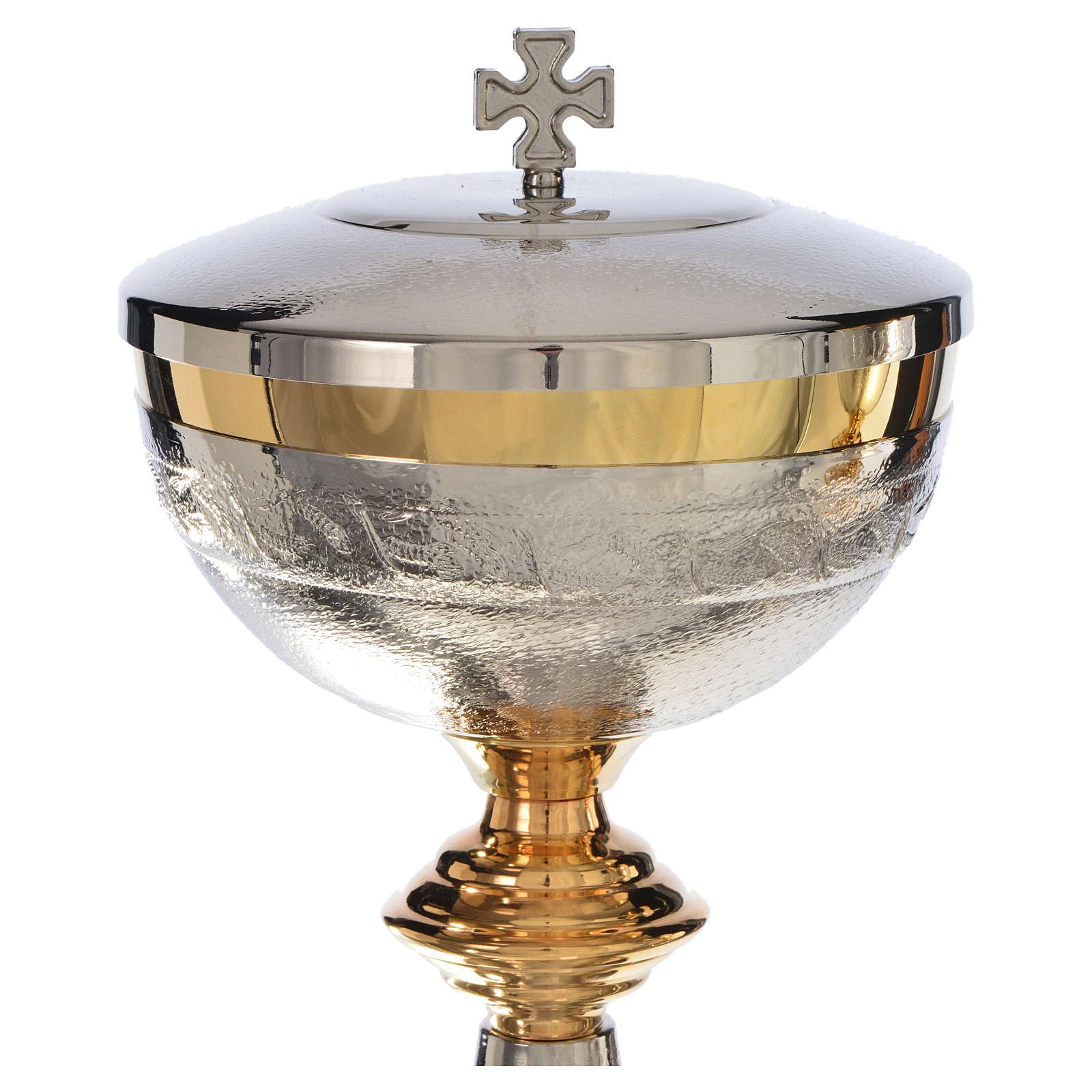 Holyart Calici Pissidi Patene metallo: Calice Pisside lavorazione spighe grano ottone, Pisside