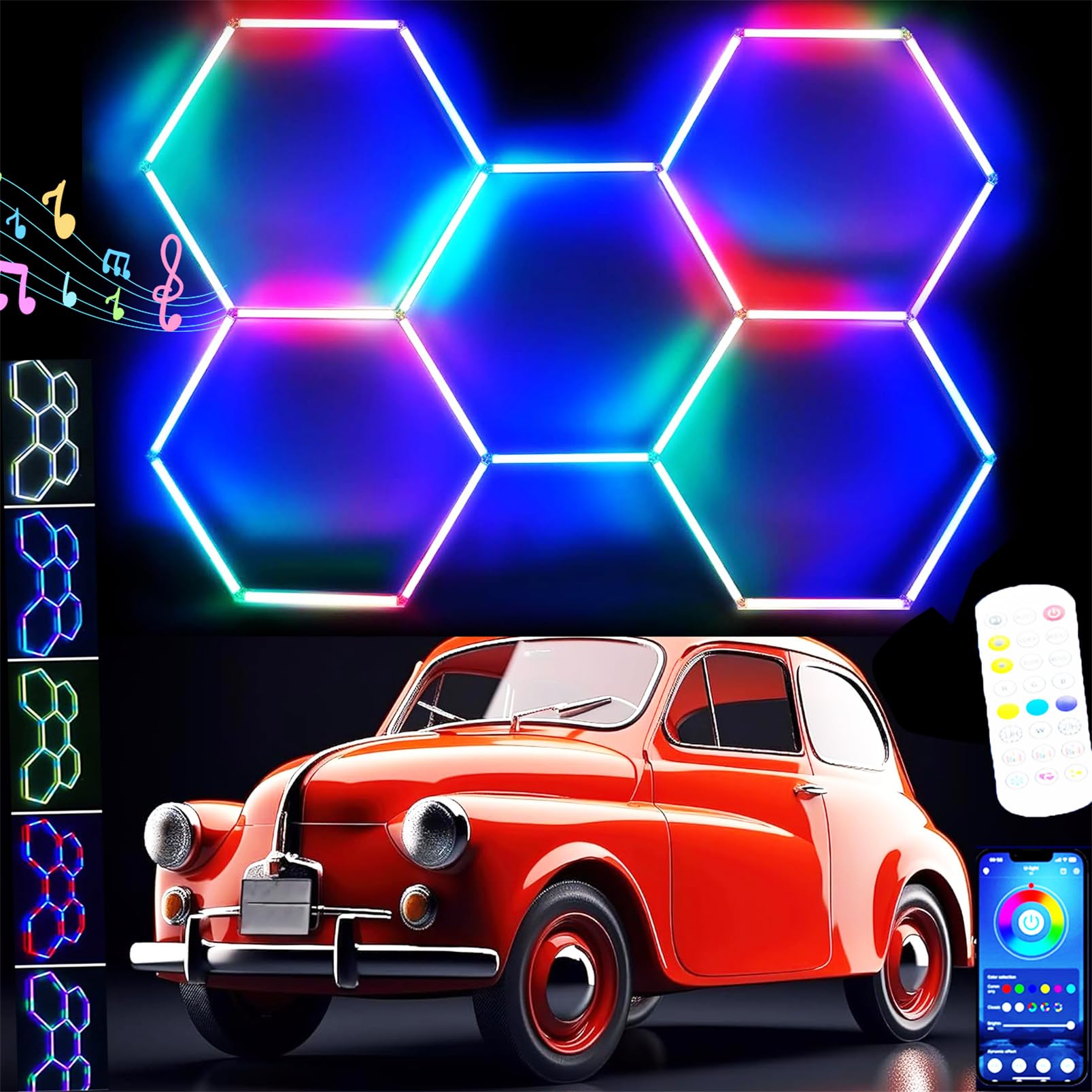 Amazon.co.jp: ledガレージライト 六角形 ハニカムライトRGB六角形