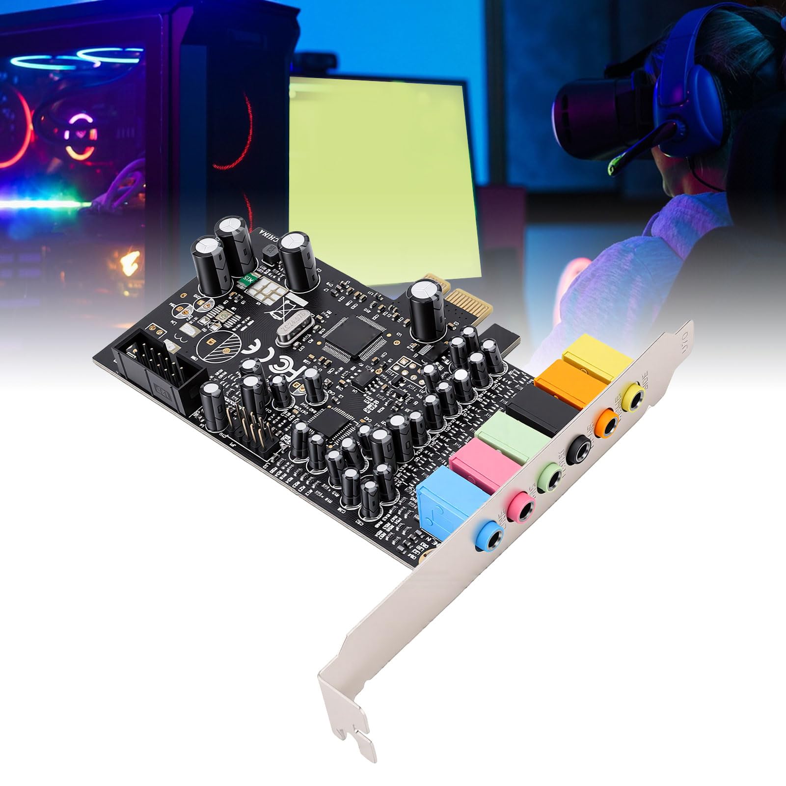Scheda Audio PCIe 7.1CH per PC da Gioco | Surround Stereo HD con Chip CM6212, Supporto Wins 7 8 8.1 10 11, Ingresso Uscita S PDIF 192 KHz 24 Bit