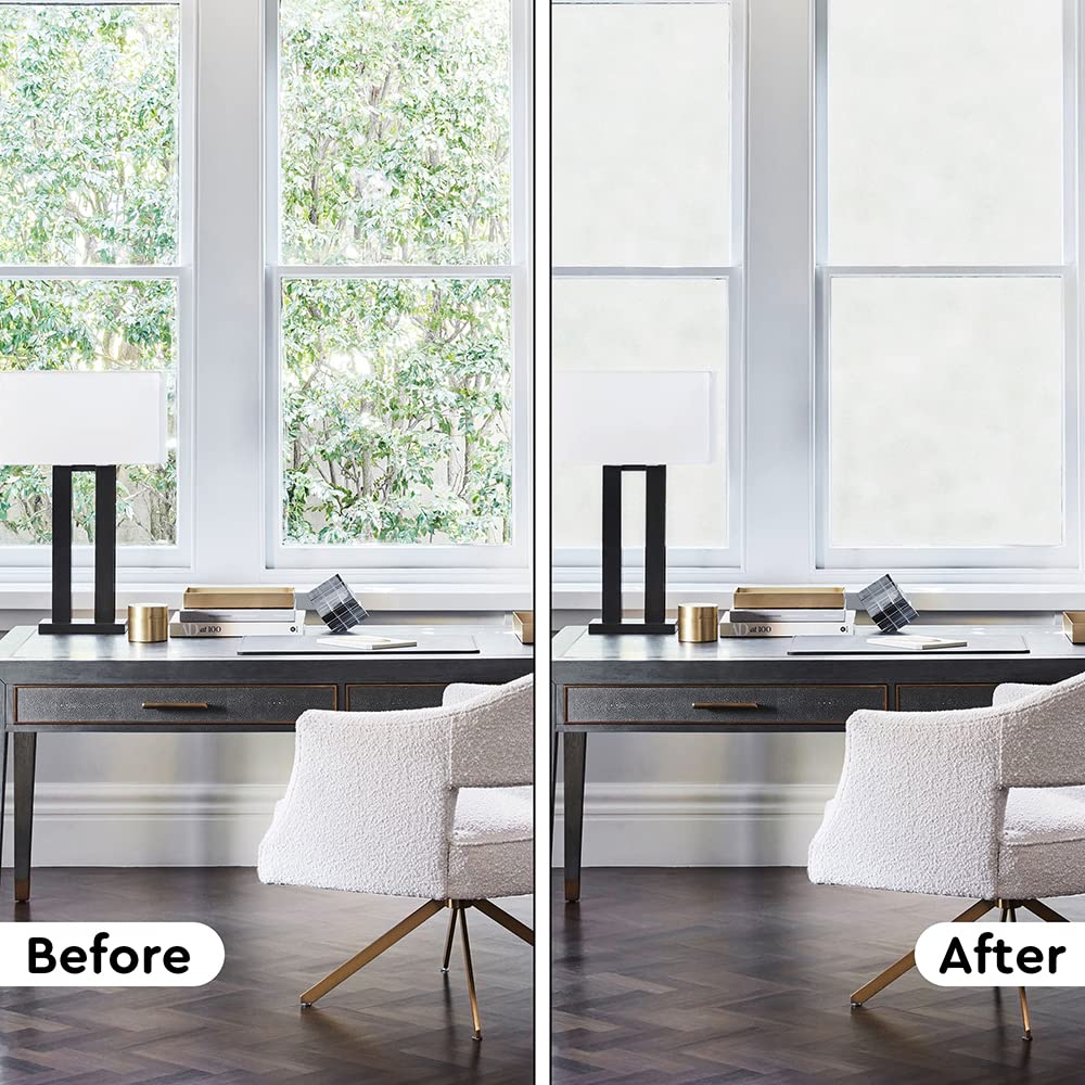 NINETREX Film d'intimité pour Fenêtre en Verre Opaque Blanc, Vinyle Amovible UV(90 * 400cm)