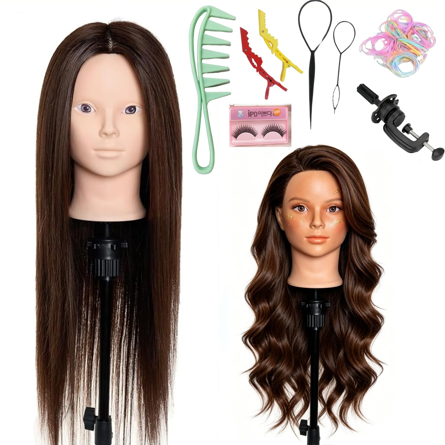 Czrleaty 80% Real Human Hair Mannequin Head - training heads | Mubboo