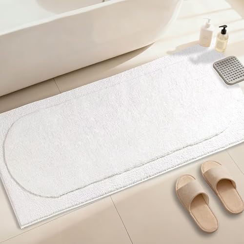 Miniatura 13 de DEXDE Alfombras de baño de 60 x 24 pulgadas, extra suaves y absorbentes, de microfibra largas, antideslizantes, de secado rápido, lavables a Negro