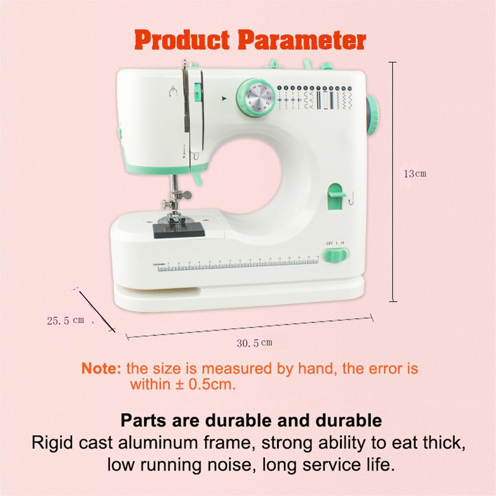 Mini Maquina de Coser, 12 Puntadas Maquina de Coser Portatil para Niños 8 Años, Juego de Accesorios para Máquinas de Coser Eléctricas Profesionales, Regalos para Madre Navidad (FLSM-520)