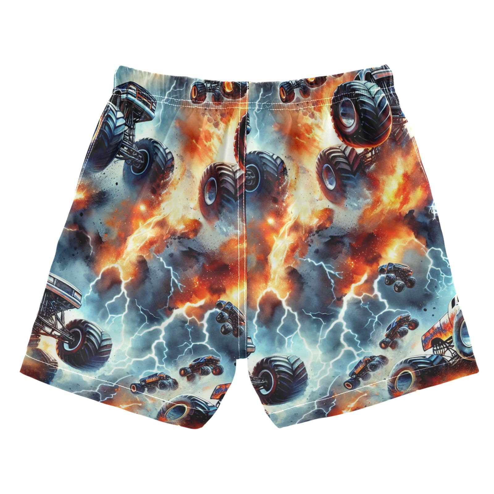 FLildon Lightning Tank Cars Little Boys Swim Trunks with Mesh Lining Quick Dry Beach Board Shorts, 3T