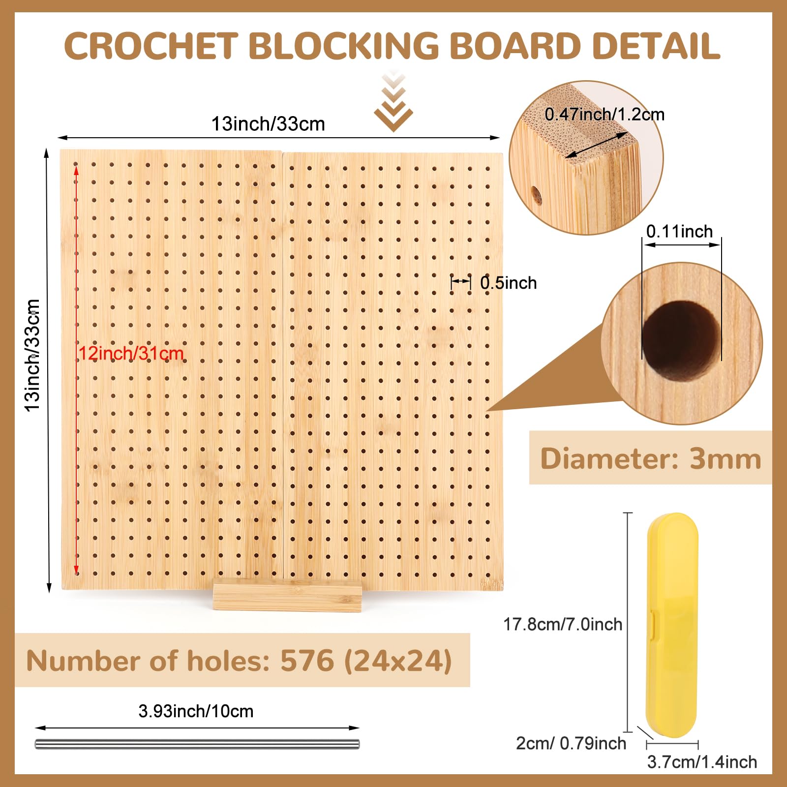 Tavola Per Bloccare Granny Square - 29.5x29.5 Cm Con Pinni E Aghi | Per Uncinetto E Maglia - Foto 3