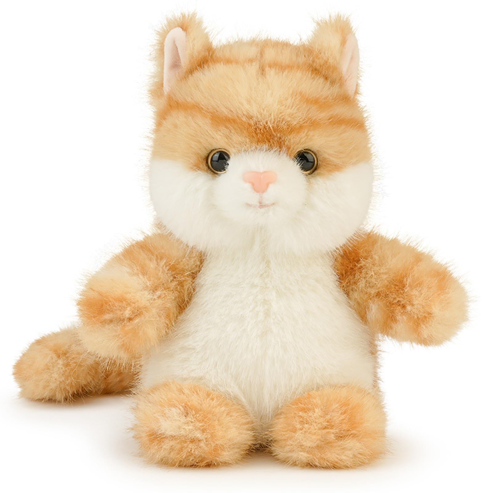 PEACH CAT Cat Stuffed Animal Cute Kitten Plushies Small Plush Toys Gifts for Kids Yellow Squeaky