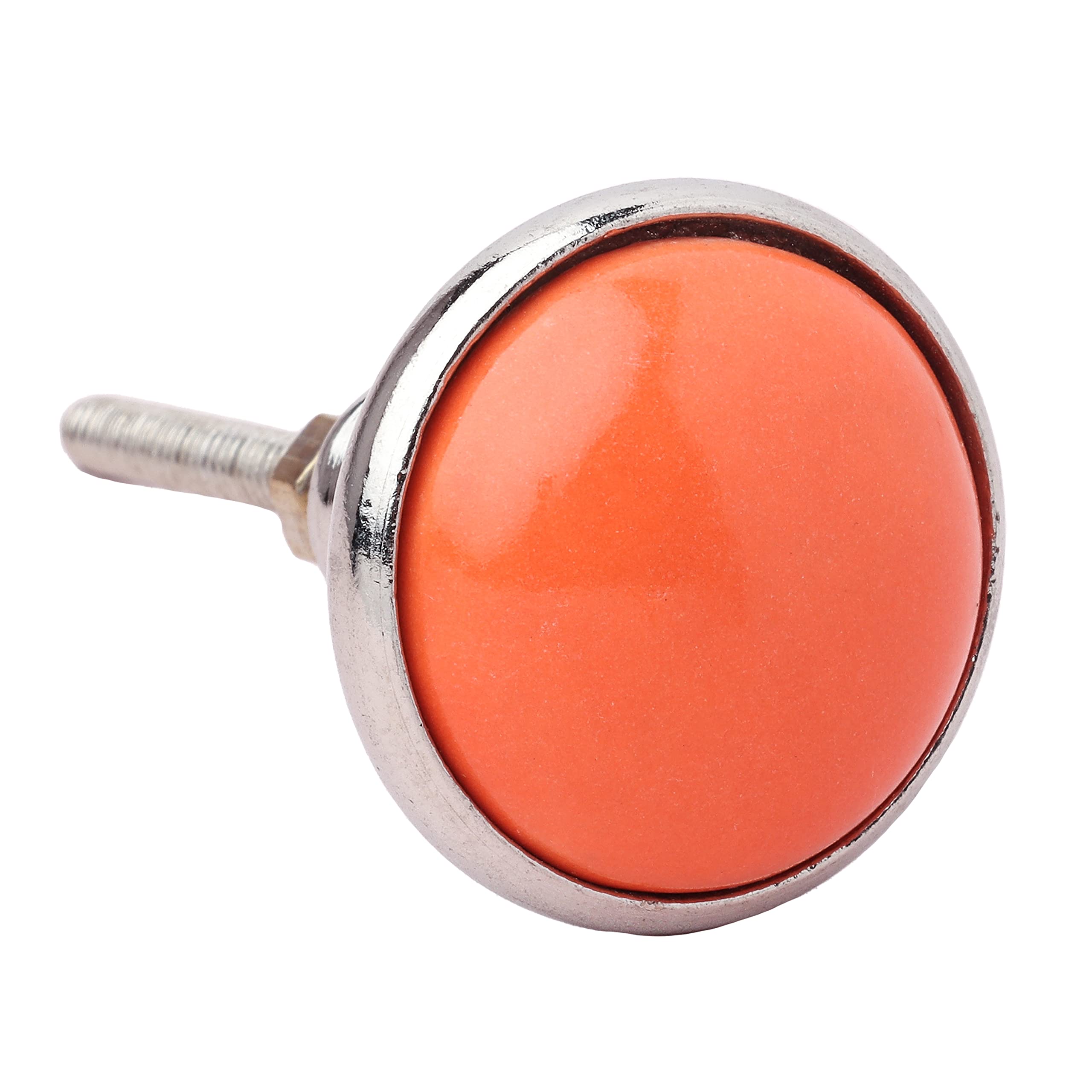 G Decor Plain Metal Ceramic Door Knob Vintage Shabby Chic Cupboard Drawer Pull Handles (Orange)