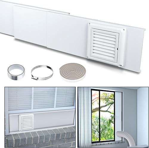Kit de ventana de ventilación de secadora para manguera de ventilación de secadora de 4 pulgadas de diámetro, kit de ventilación ajustable con