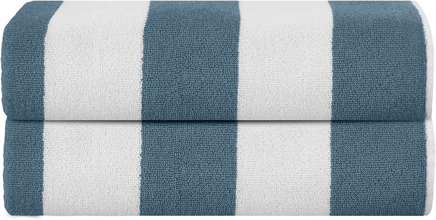 Sweet Needle Toallas de Playa para Adultos (Paquete de 4) - Verde Cristal Marino y Miami Vibe Cabana a Rayas clásicas - Toalla de Piscina 100% algodón Hilado en Anillo - 76 X 152 CM