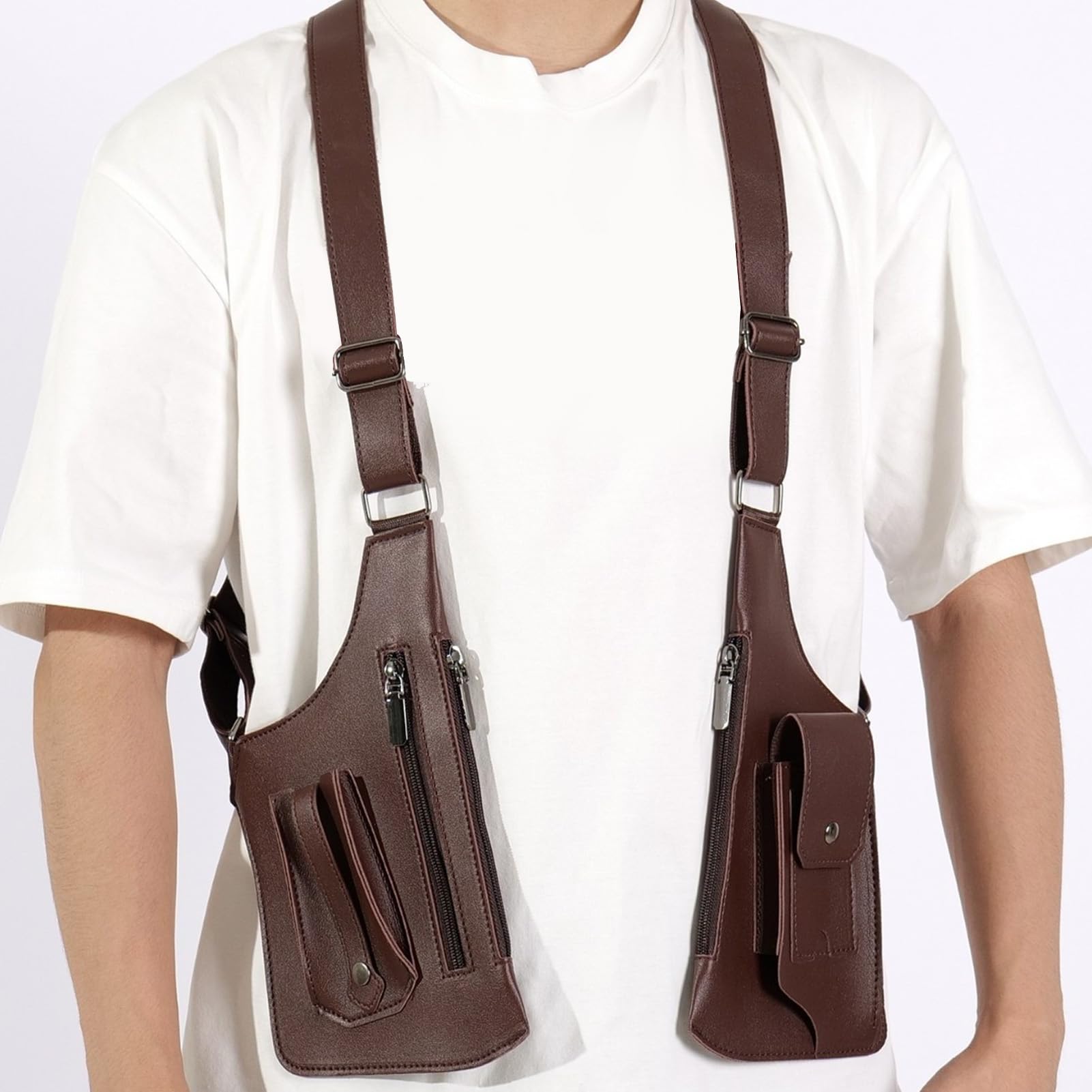 Marhynchus Borsa da Ascella a Doppia Spalla, Portafoglio Sottoascella Regolabile in Pelle PU Antifurto con 2 Tasche Spaziose per Uomini e Donne Che Viaggiano per i Pendolari All'aperto