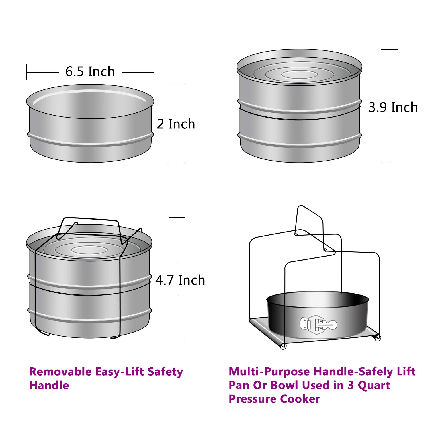 Steinmeijer 3-delige Stoompannenset - 6L RVS 24 cm met 6-laags bodem