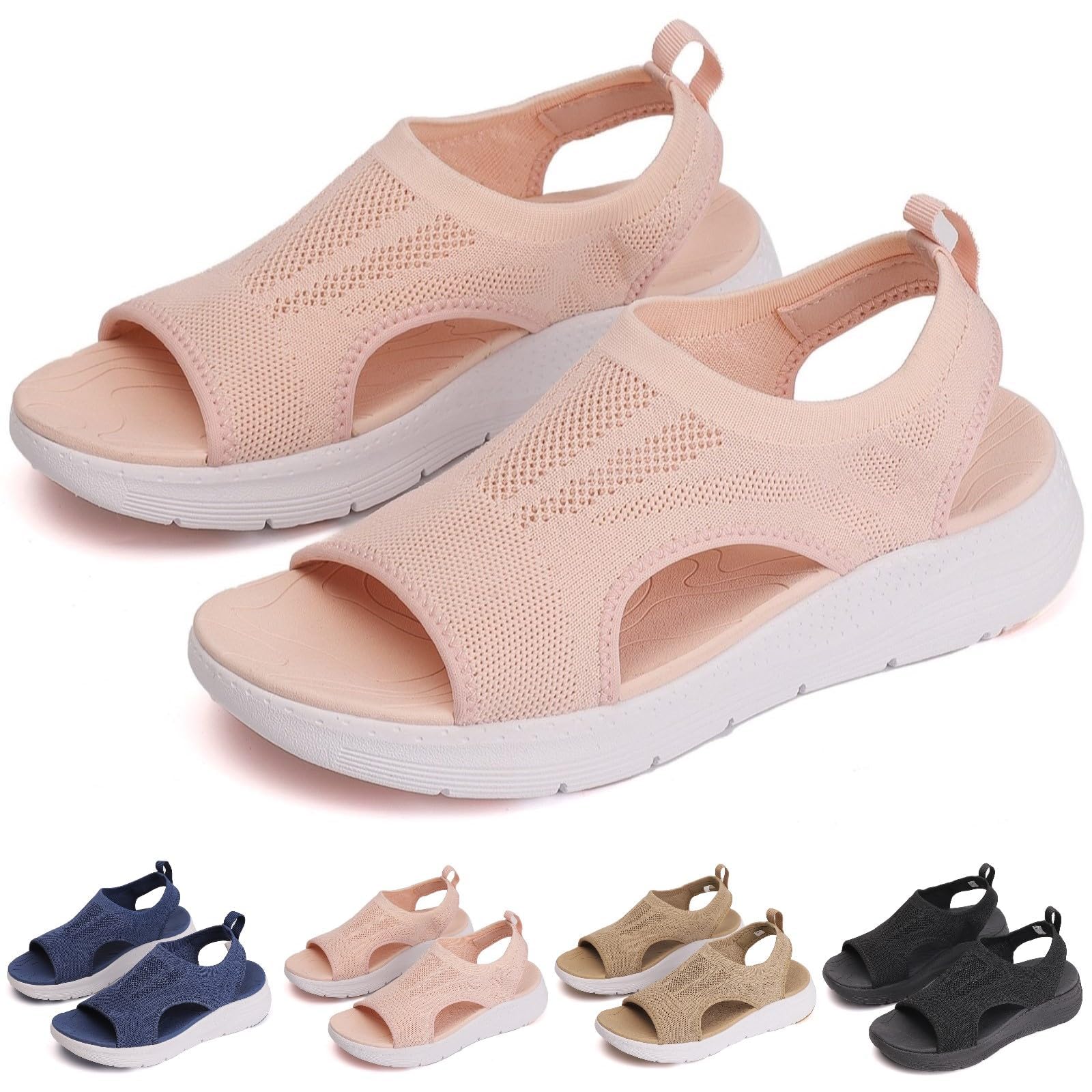 Qhecomce Women's Breathable Orthopedic Arch Support Sandals, Comfortable Walking Tennis Shoes, Waterproof Hiking Outdoor Active Summer Dressy Soft Mat