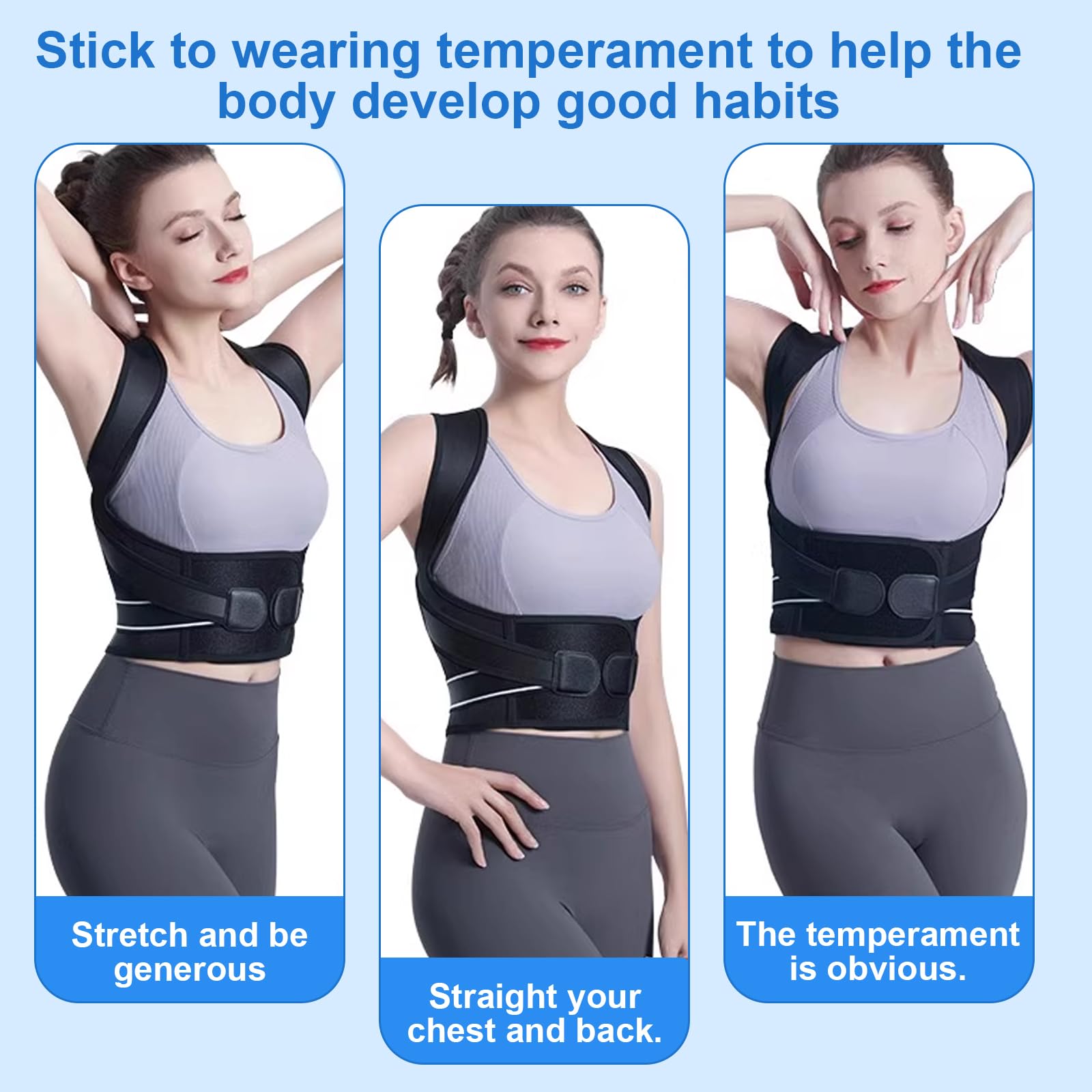 Ceinture de posture réglable correcteur dos épaules soutien colonne vertébrale