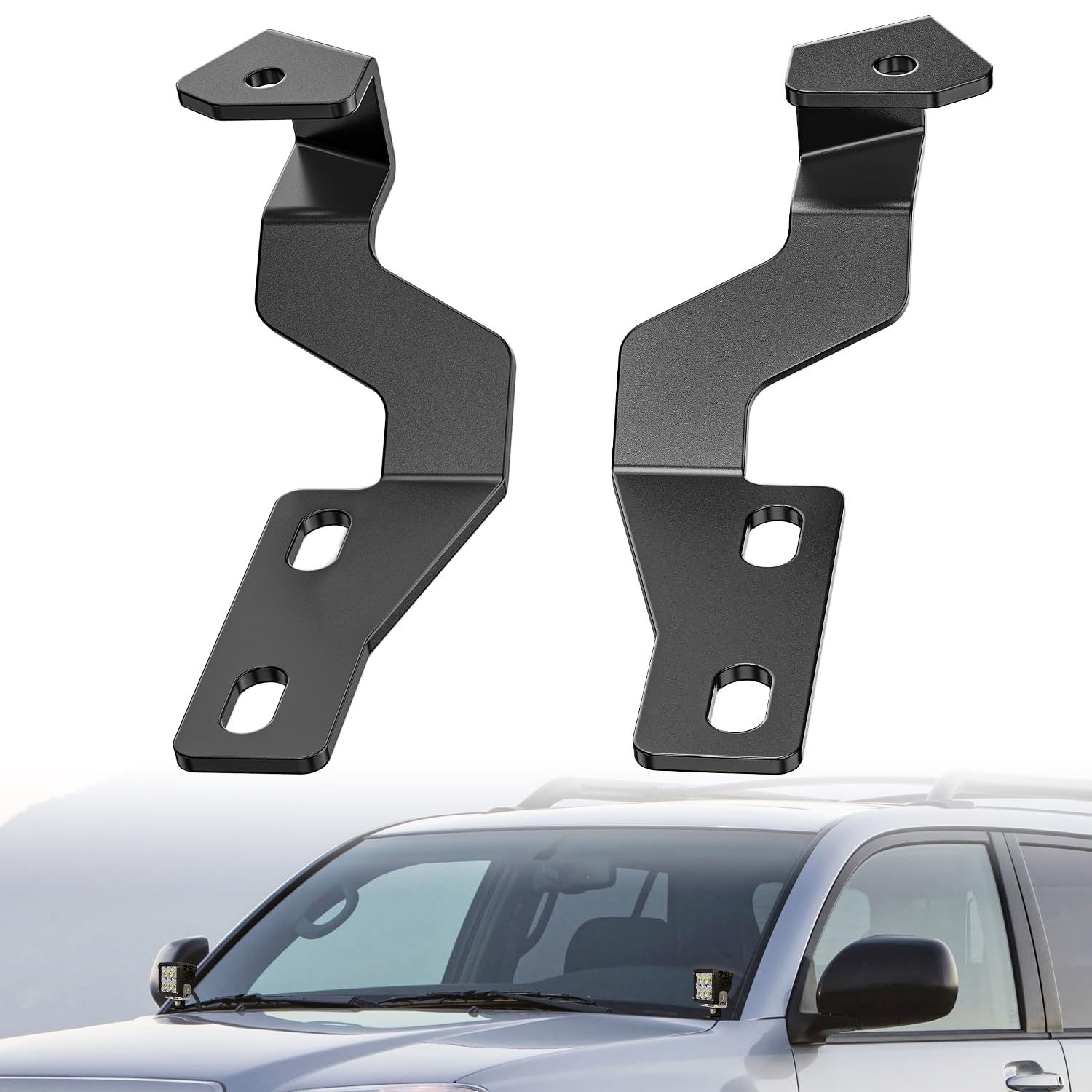 Nilight Ditch Light Brackets Hood Hinges Mount Bracket Kit for Auxiliary Offroad LED Pod Light Work Lights Compatible with Toyota 4Runner 4th Gen 2003 2004 2005 2006 2007 2008 2009