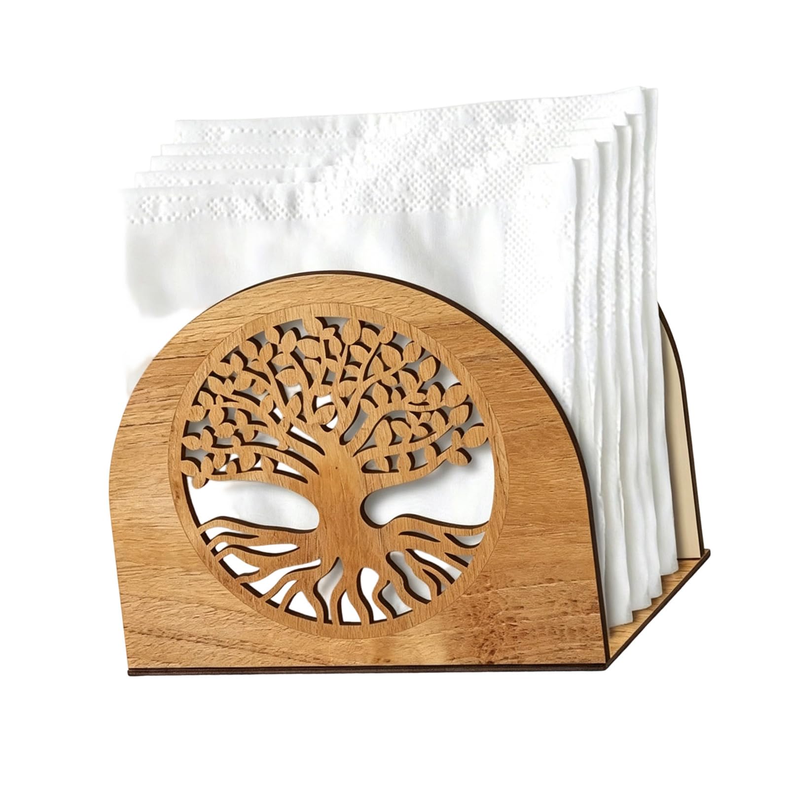 Tsophreniq Functional and Ornamental Wood Carved Napkin Shelf Kitchen Tissue Dispenser Holiday Themed Tissue Box Designed for Space Saving Kitchen Dispenser