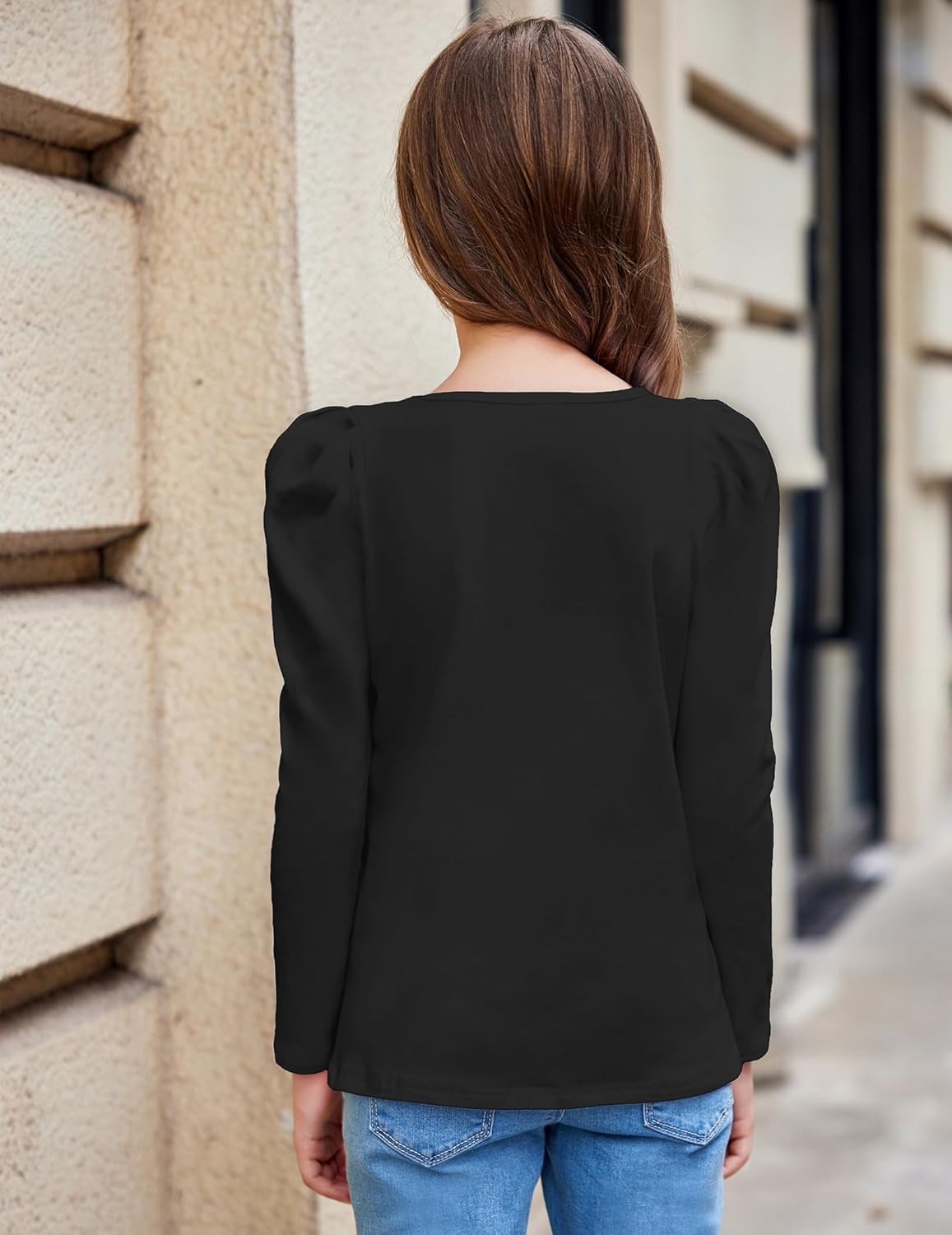 Arshiner Girls Shirts Puff Long Sleeve Shirts Casual Crewneck Tops Tunic Blouse - Image 4