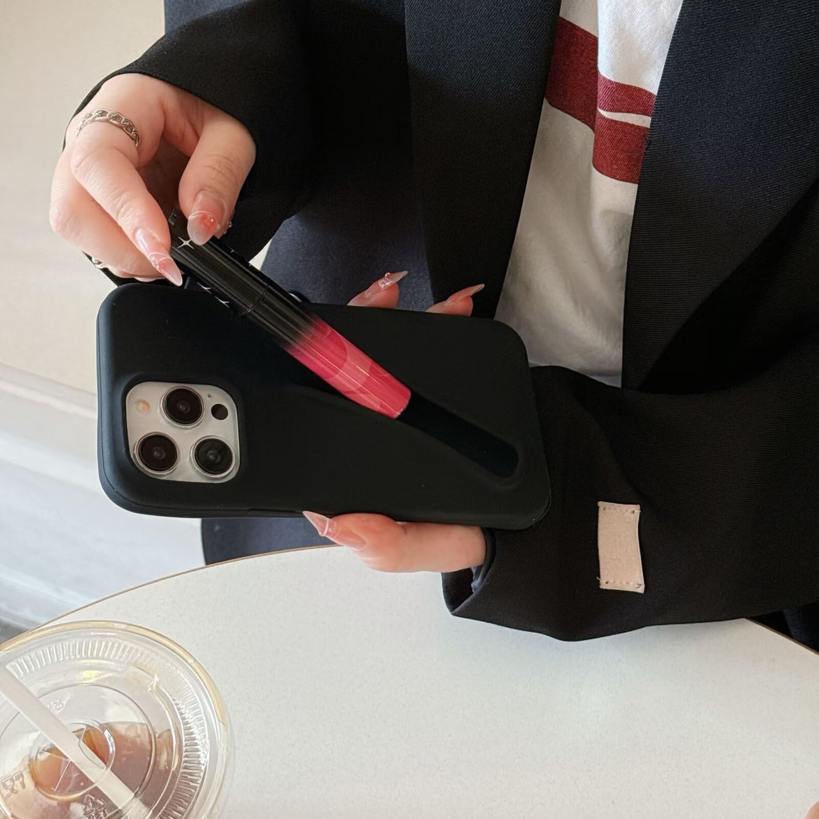 Jtsery Lip Gloss Holder Phone Case for iPhone 12, Lipgloss Case Lipstick Lip Glaze Designed Stylish Silicone Funny Women Girls Cover for iPhone 12 6.1